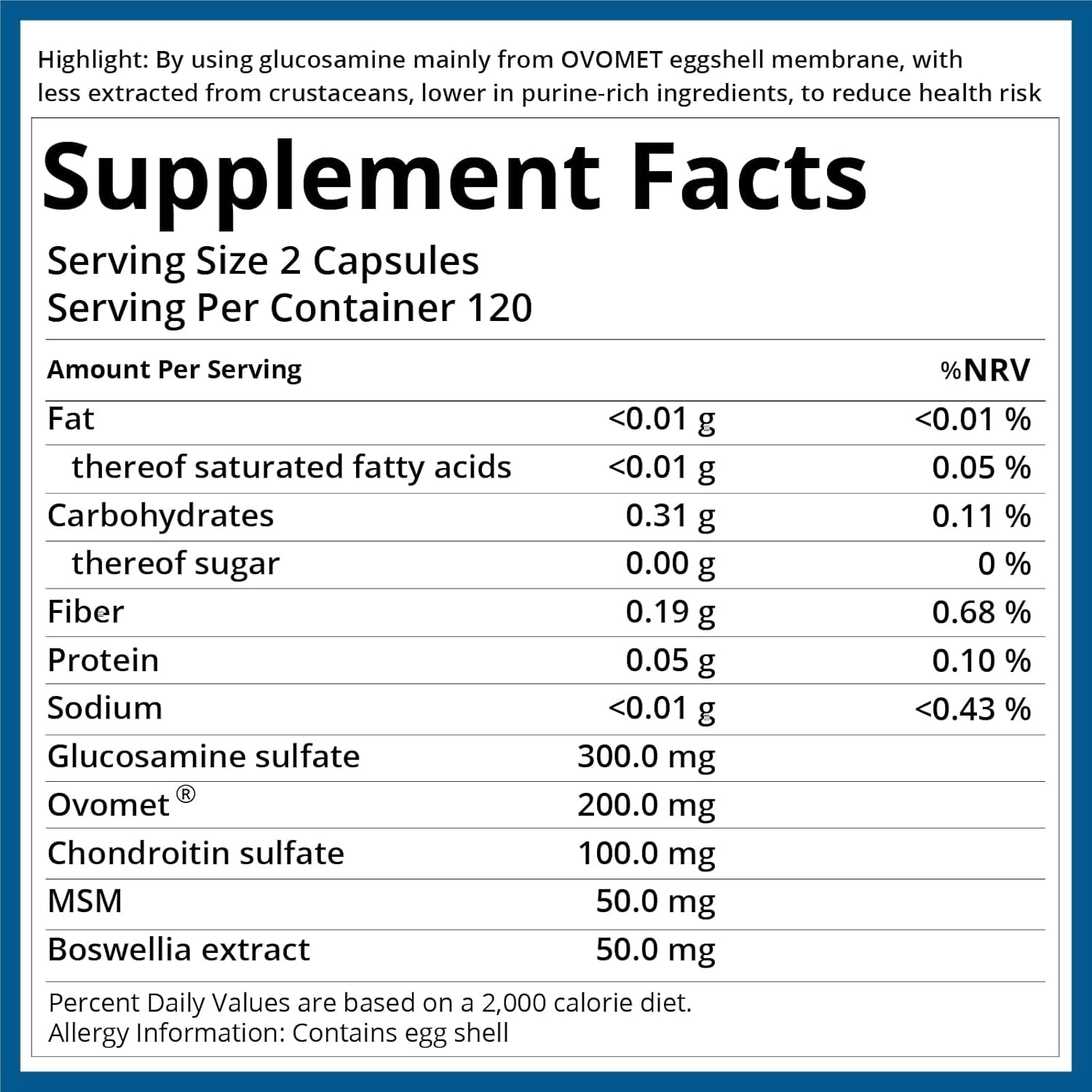 5-Day Fast-Acting Glucosamine Chondroitin MSM - Joint Health Supplement with OVOMET Eggshell Membrane & Boswellia, Support Joint Comfort, Cartilage, Strength & Flexibility - Made in Germany, 120Ct