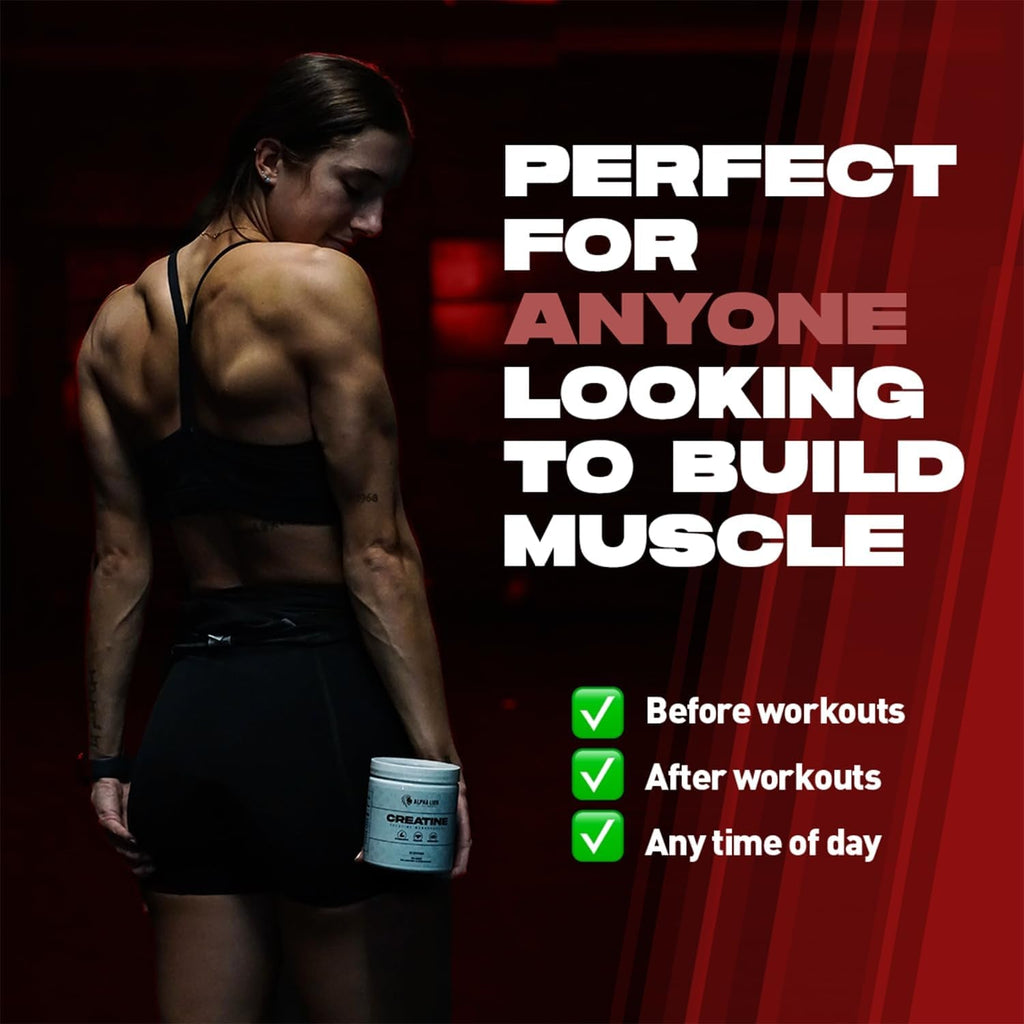 ALPHA LION Creatine Monohydrate Powder, 5000Mg per Serving (5G), Supports Muscle Strength, Power, Athletic Performance, Pure Creatina Monohydrata En Polvo Supplement (60 Servings, Unflavored)