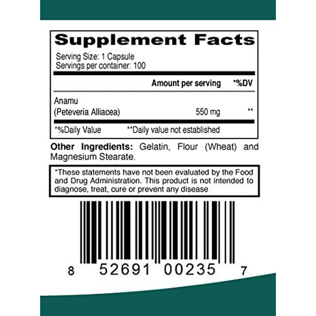 Anamu 100 Capsules 550 Mg Petiveria Allicea