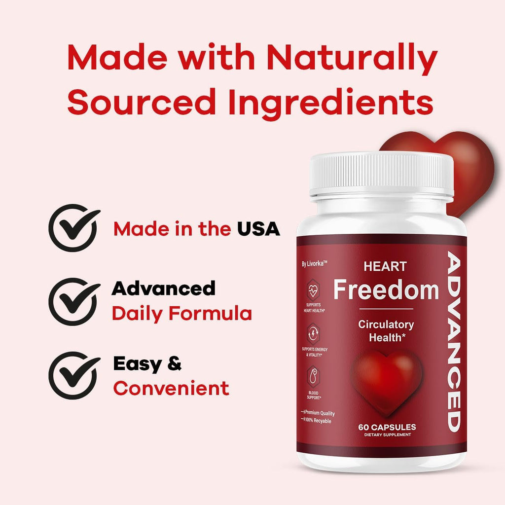 Heart Freedom - Heart Freedom Capsules, Official Pills All Natural Ingredients - Maximum Strength, Premium Advanced Formula Support Health & Wellness, 60 Capsules for 1 Month