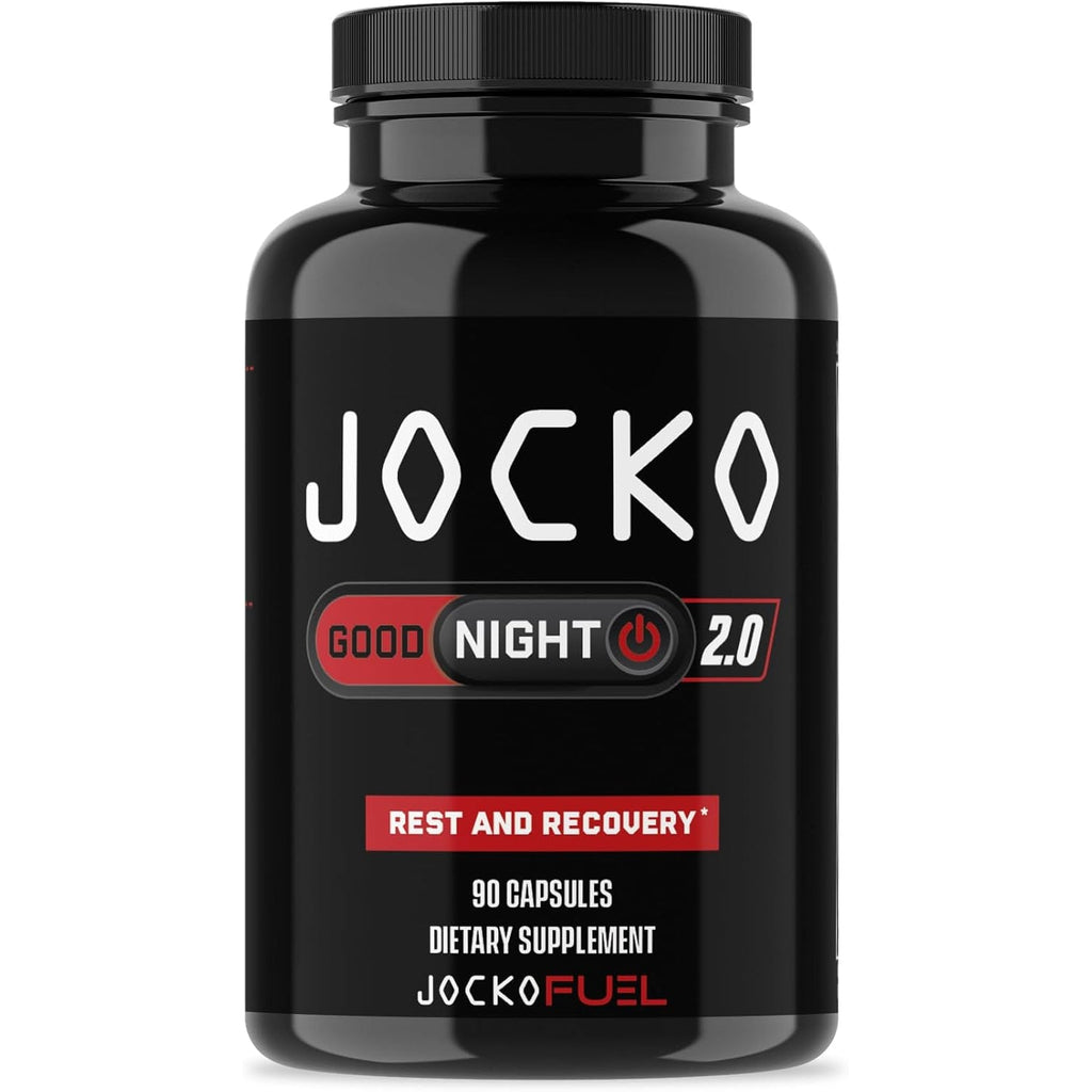 Jocko Fuel Good Night Sleep Aid for Adults - Sleeping Pills for Rest & Recovery, Non-Habit Forming with Tart Cherry Extract, L-Theanine, Lavender, & Lemon Balm (90 Capsules) Packaging May Vary