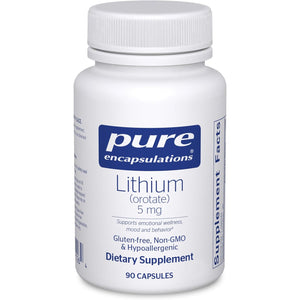 Pure Encapsulations Lithium Orotate 5 Mg - Brain Support Supplement - with N-Acetyl-L-Cysteine (NAC) for Memory & Brain Behavior* - Gluten Free & Non-Gmo - 90 Capsules