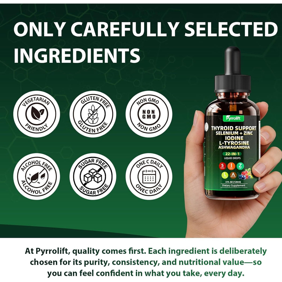 Thyroid Support for Women & Men, 22 in 1 Natural Herbal Formula Support Body Immune & Balance | Kelp Ashwagandha Turmeric Selenium Zinc L-Tyrosine Vitamin B12 | Thyroid Supplement Liquid Drops, 120 ML