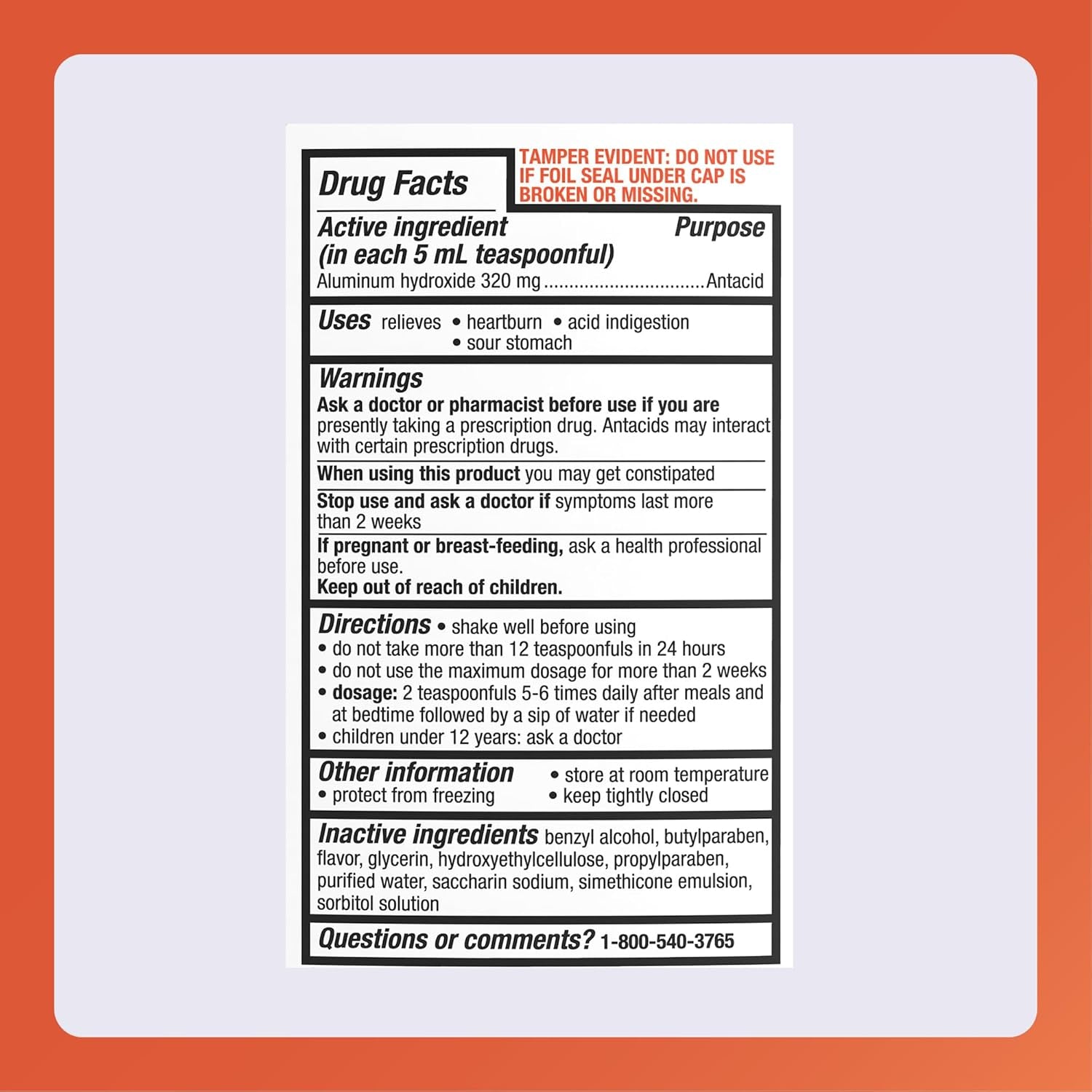 Rugby 320 Mg Aluminum Hydroxide Gel, USP - Antacid Liquid - Upset Stomach, Acid Indigestion, and Heartburn Relief - Sugar-Free - Mint Flavored - 16 Fl. Oz. (1 Pack)