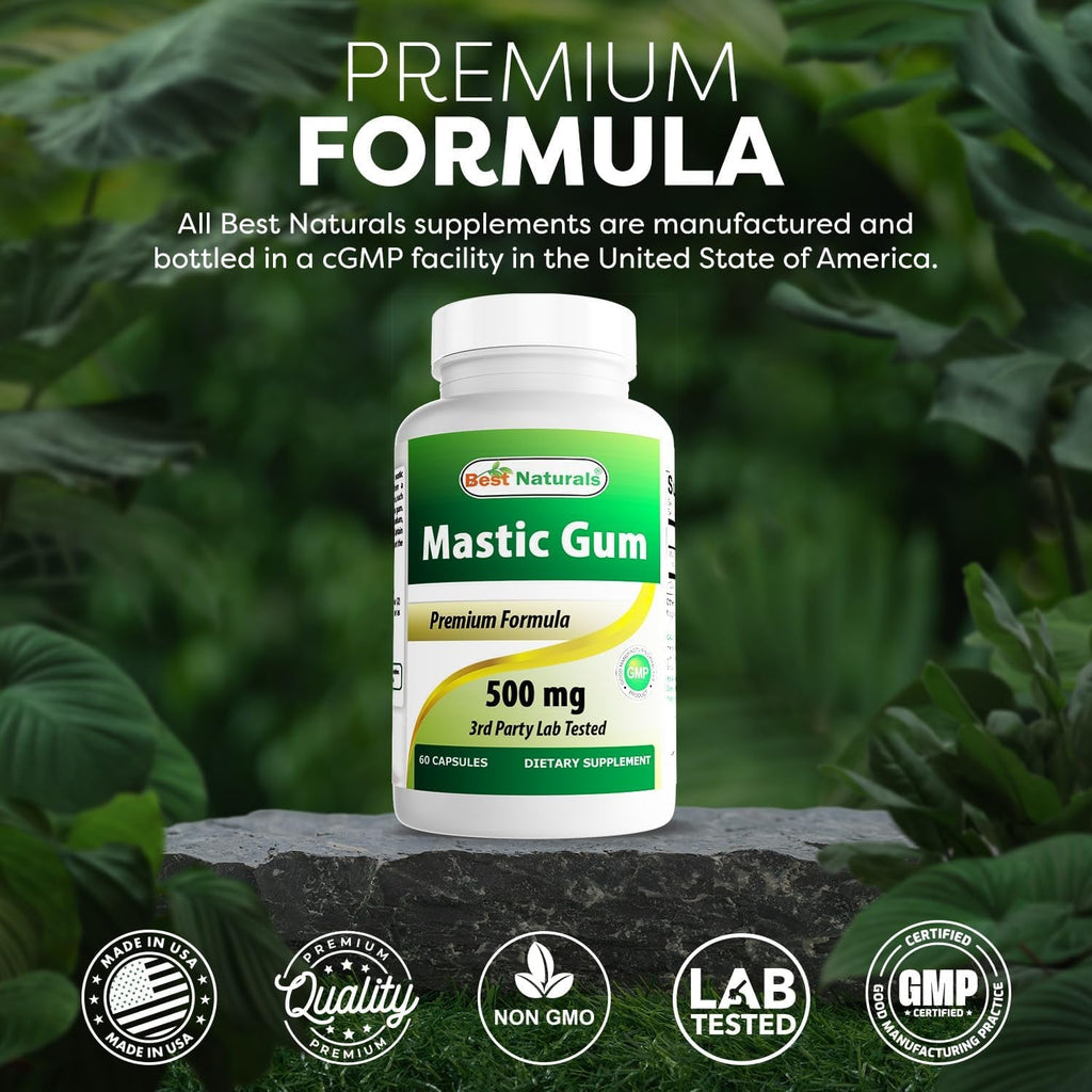 Best Naturals Mastic Gum 500 Mg 60 Capsules
