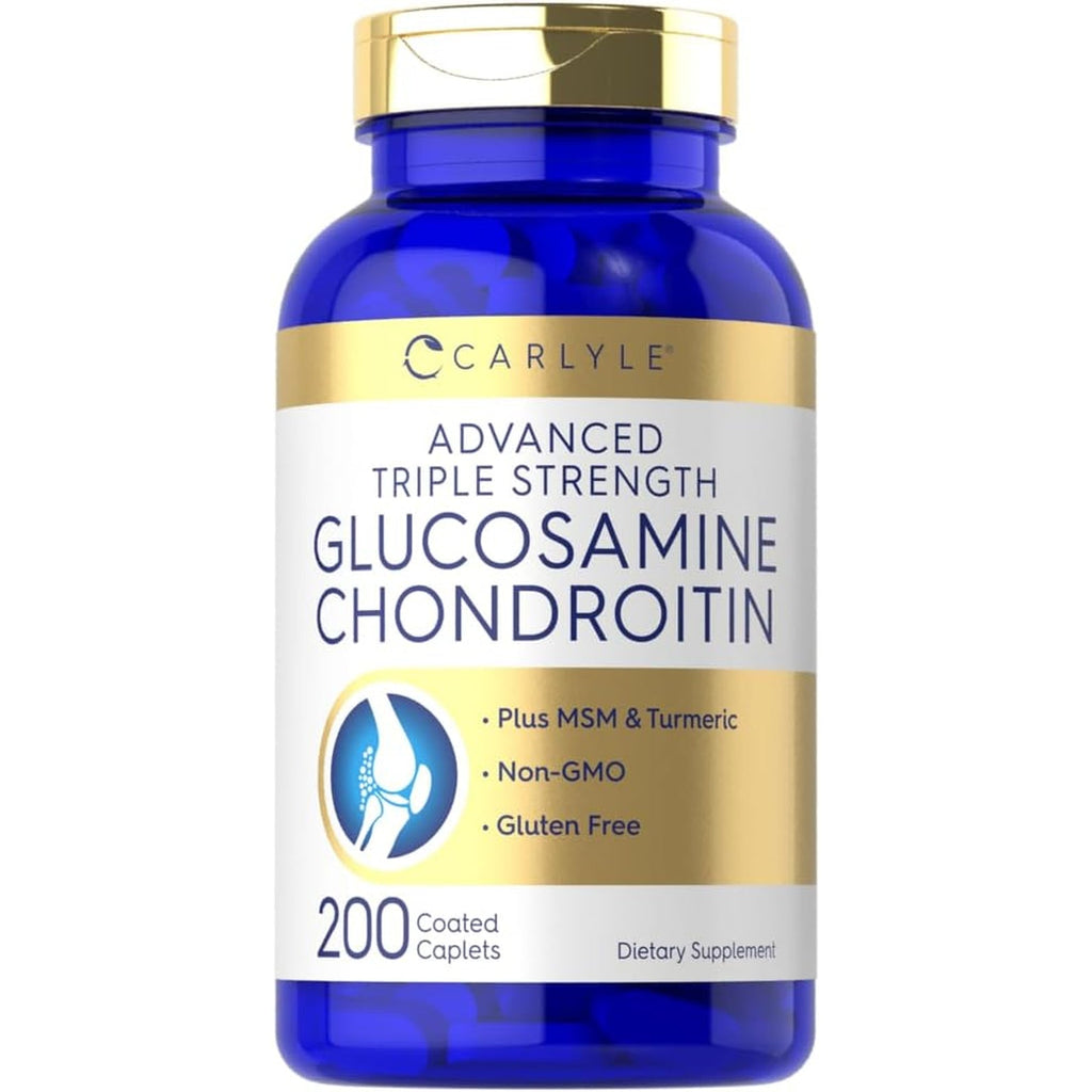 Carlyle Glucosamine Chondroitin MSM Turmeric | 200 Count | Advanced Triple Strength Supplement | Non-Gmo & Gluten Free