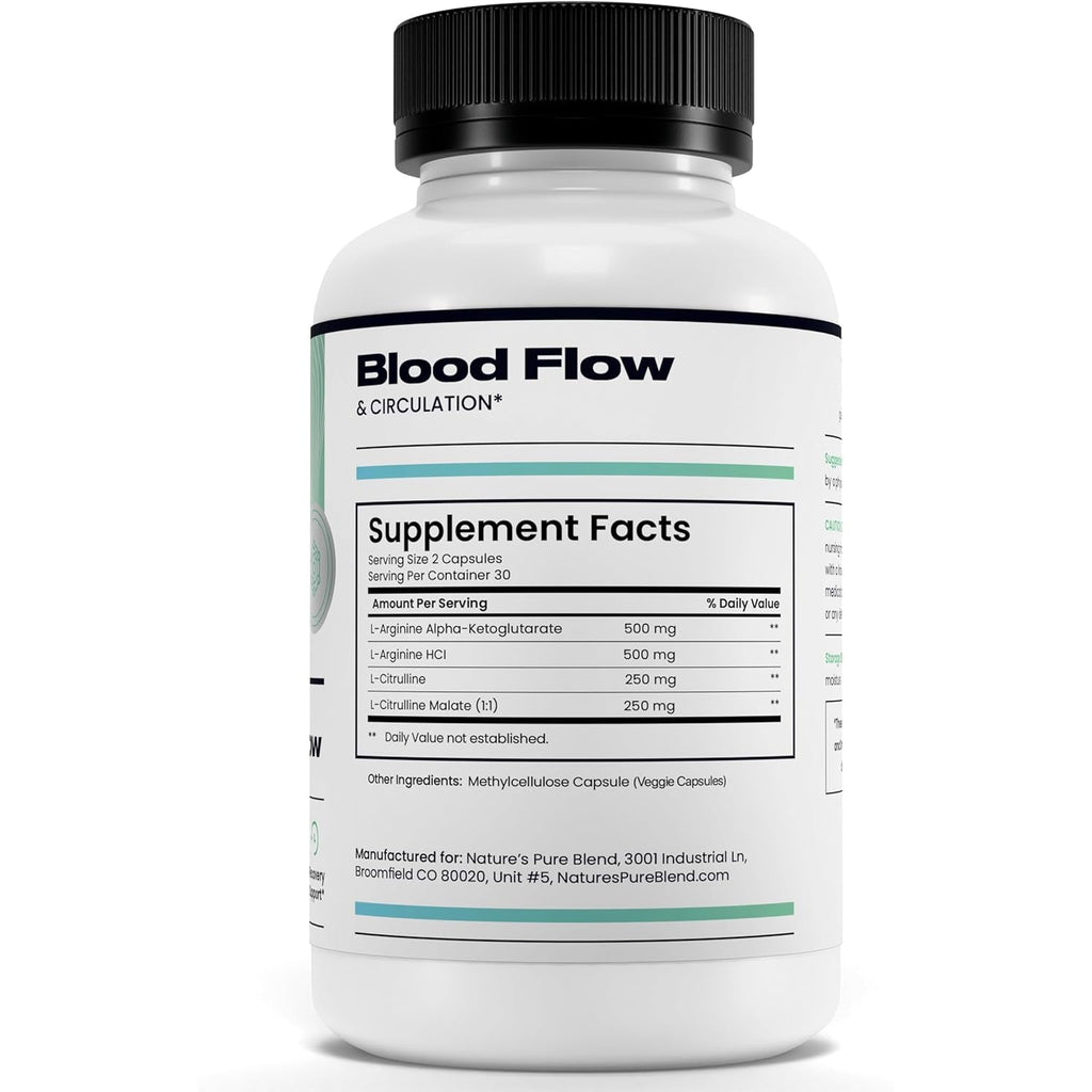 Nature'S Pure Blend Nitric Oxide Supplements for Men – L-Arginine L-Citrulline – Heart Support & Flow Circulation Booster – 1500MG L Arginine and L Citrulline, Preworkout, Bodybuilding