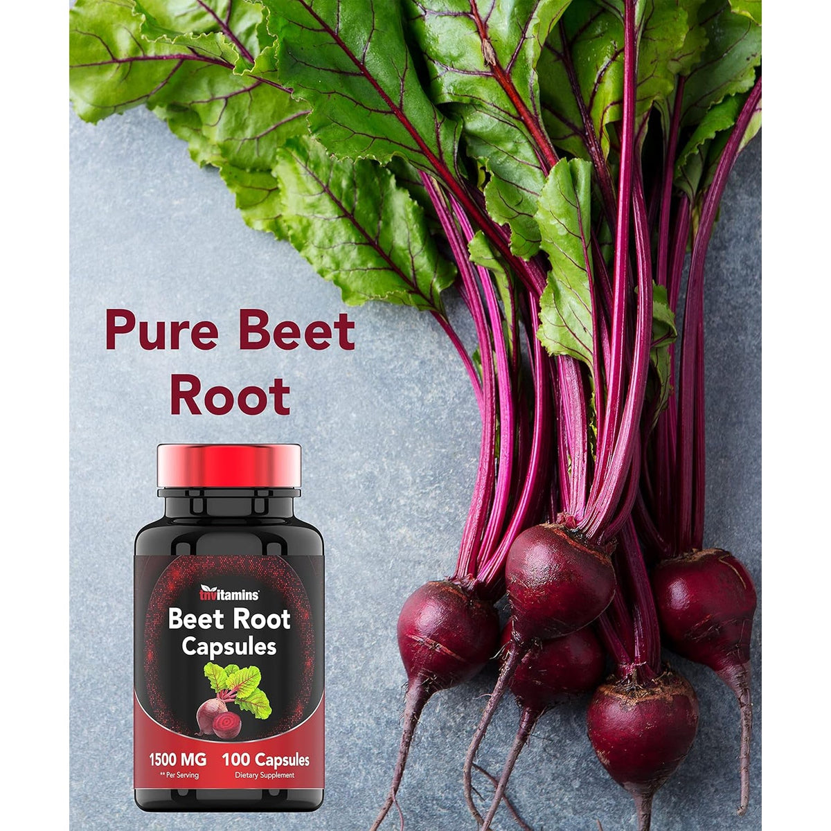 Beet Root Capsules 1500 Mg - 100 Capsules | Beet Root Powder Extract Capsules | Non-Gmo & Gluten-Free | Produced in the USA | Tnvitamins