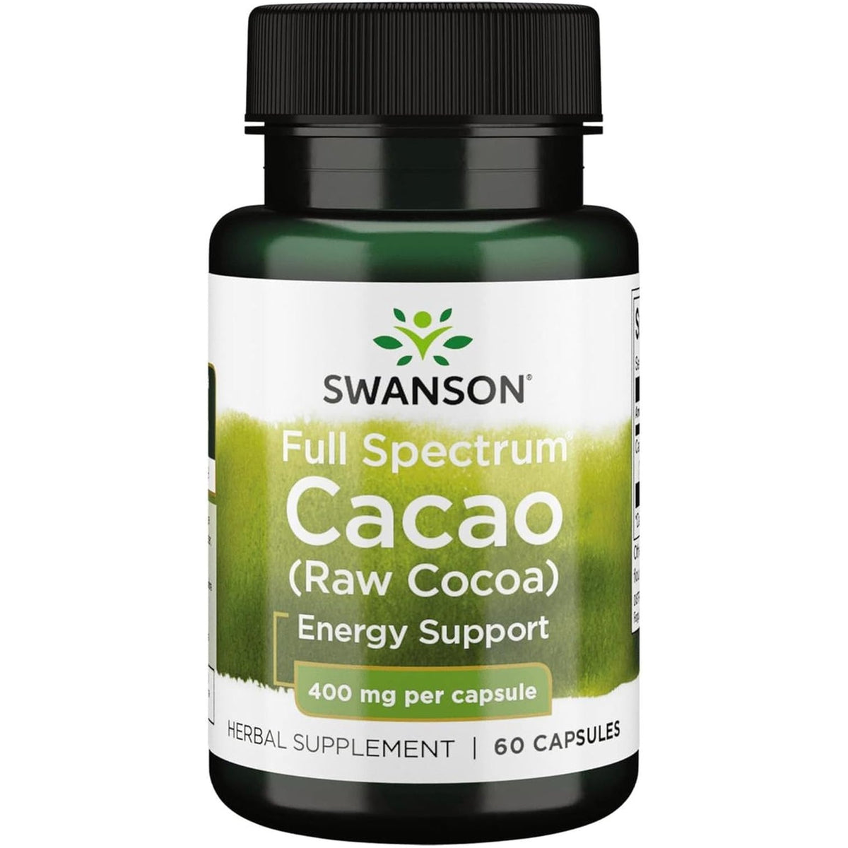 Swanson Full Spectrum Cacao (Raw Cocoa) - Herbal Supplement Promoting Mild Energy Support - Traditional Whole Fruit Formula - (60 Capsules, 400Mg Each)