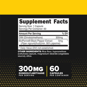 Primaforce DIM Supplement (Diindolylmethane) 300Mg, 60 Vegetarian Capsules - with Bioperine Black Pepper Extract for Enhanced Absorption, GMO Free, Gluten Free