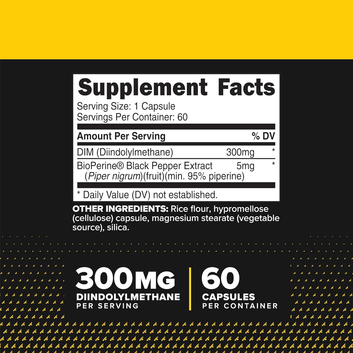 Primaforce DIM Supplement (Diindolylmethane) 300Mg, 60 Vegetarian Capsules - with Bioperine Black Pepper Extract for Enhanced Absorption, GMO Free, Gluten Free