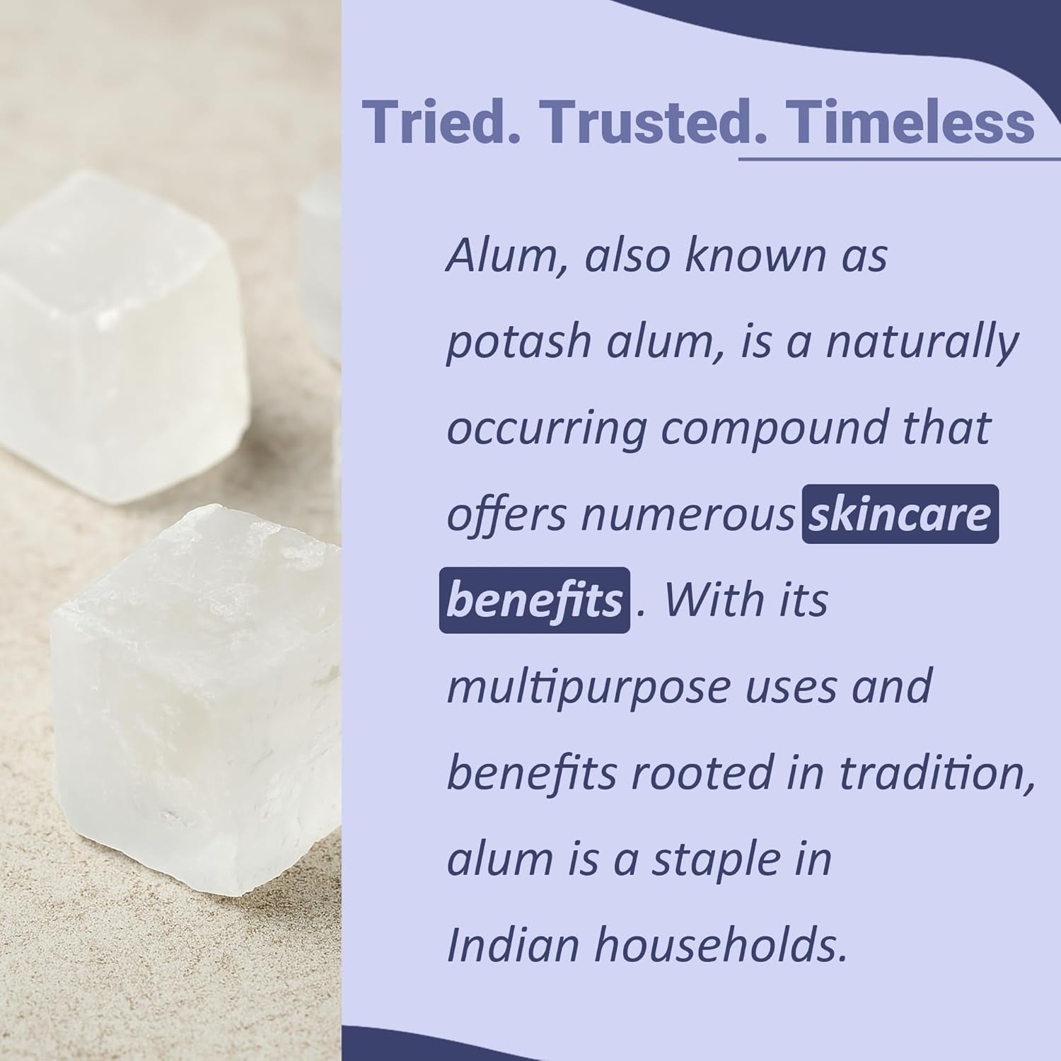 Mi Nature Alum Powder Potassium (Fitkari/Phitkari) -100% Natural Skincare for Acne, Odor Control & Water Purification Face Mask for |Pore Refining 100G |Face Pack Powder |Cruelty-Free