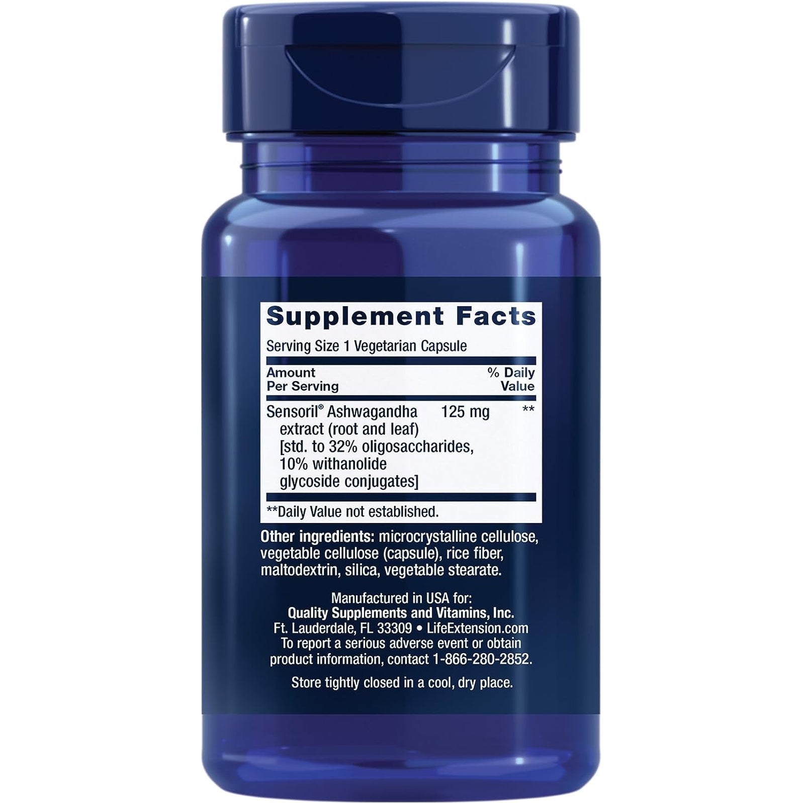 Life Extension Optimized Ashwagandha - Stress Management Supplement for a Healthy Stress Response, Focus, Memory, Stress Relief - Vegetarian, Gluten-Free, Non-Gmo, 60 Capsules