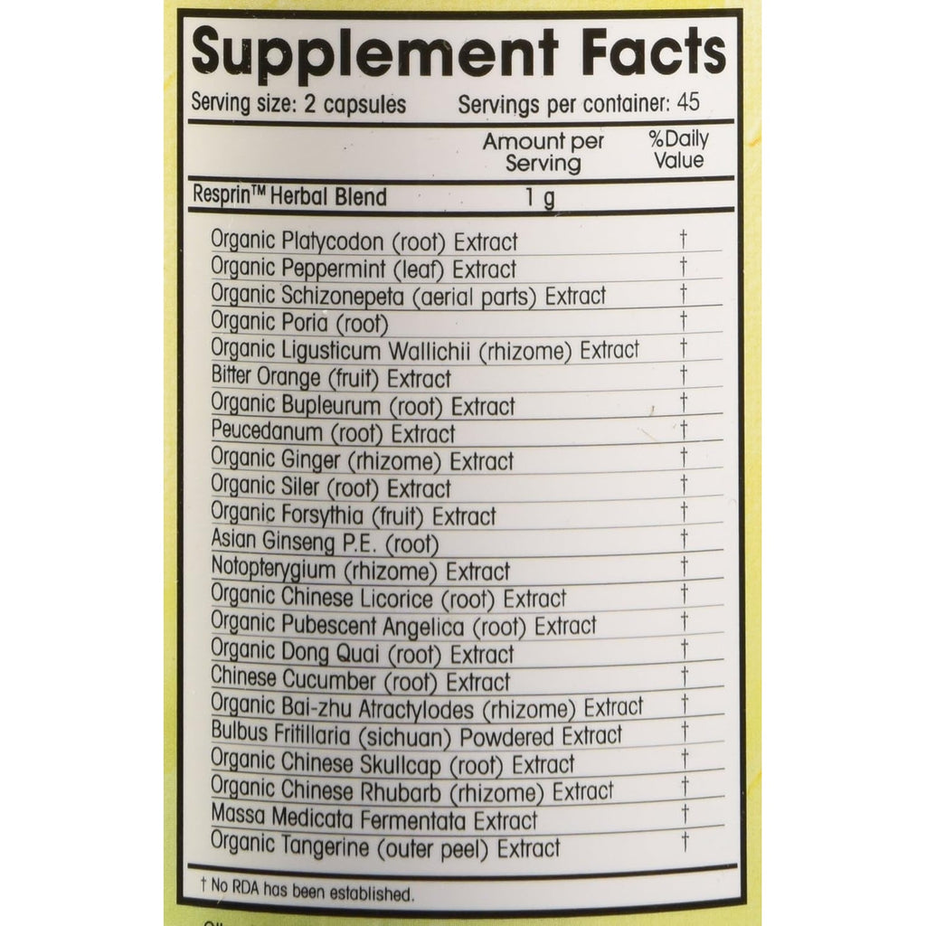 Respirin Traditional Herbal Blend for Natural Breathing Enhancement, 500Mg, 90 Vegan Capsules