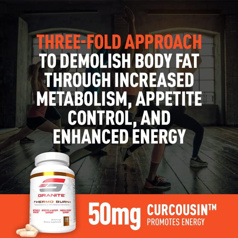 Granite Thermo Burn, New Advanced Formula for Thermogenic, Metabolic, Mood & Appetite Support with Alpha GPC, Theobromine, & 5-HTP, 90 Capsules
