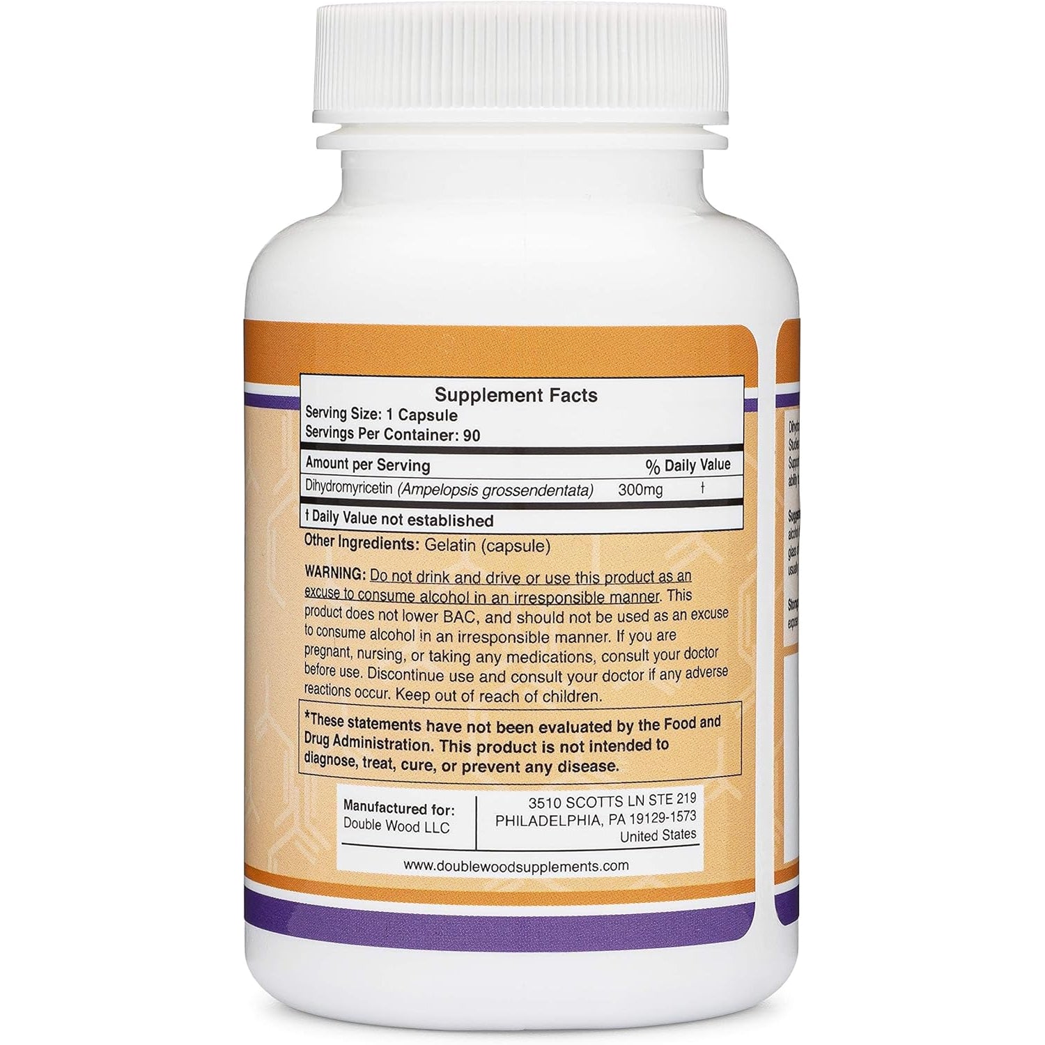 Dihydromyricetin (DHM) (Hovenia Dulcis Extract) Supplement for Liver Support (Naturally Obtained from the Oriental Raisin Tree) 90 Capsules 300Mg Analysis