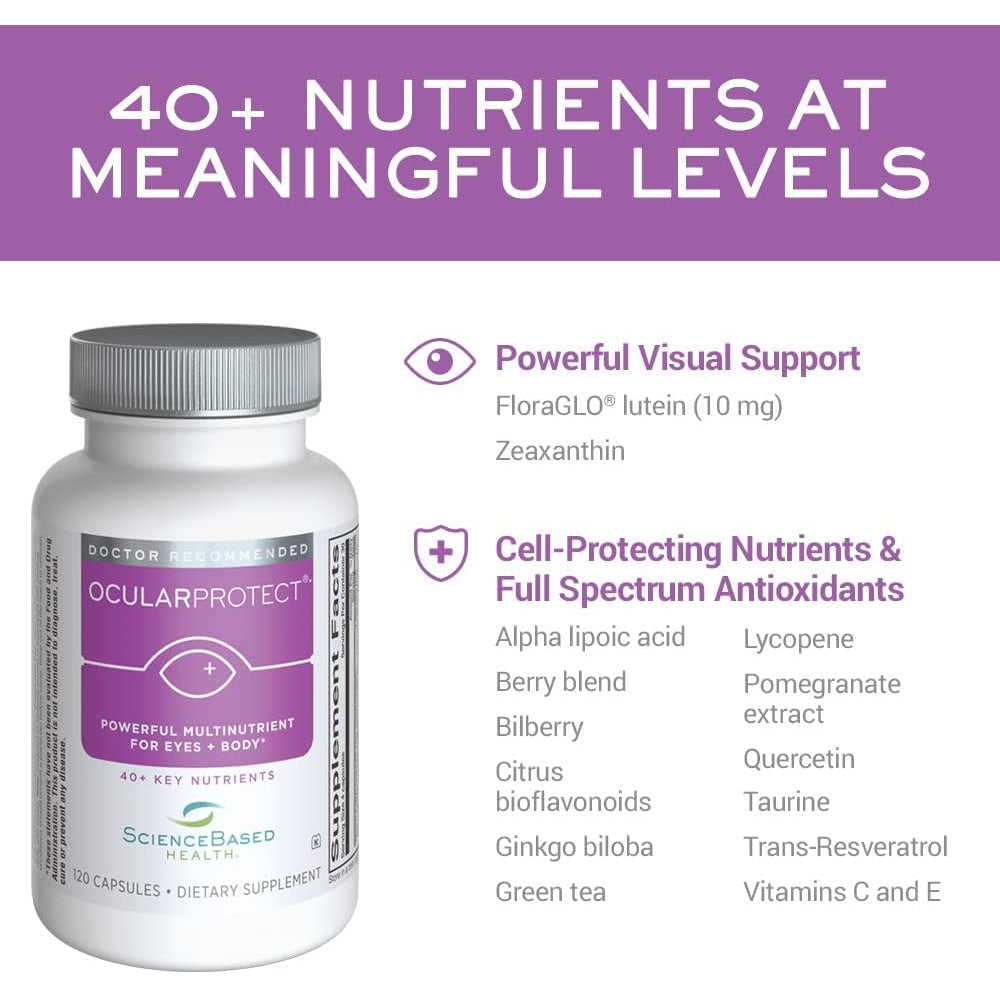 Sciencebased Health Ocularprotect – Daily Multivitamin with Advanced Eye Health Support – 40+ Key Nutrients with Lutein, Zeaxanthin, Turmeric & Quercetin – Immune & Antioxidant Support