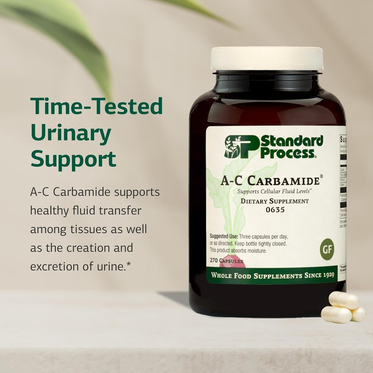 Standard Process A-C Carbamide - Supports Healthy Excretion of Urine & Cellular Fluid Levels - Contains Vitamin a & Antioxidant Vitamin C - Gluten-Free, Non-Dairy & Non-Soy - 270 Capsules