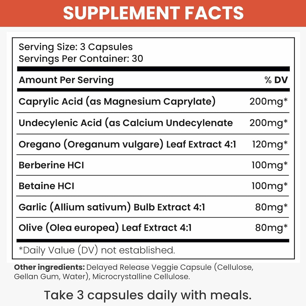 Balance ONE Candida Cleanse & Detox Supplement for Women & Men – Yeast Support with Caprylic Acid, Oregano, Berberine & Undecylenic Acid – 90 Delayed Release Capsules – Candassist