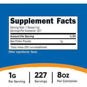 Nutricost Bee Pollen Powder (8 Oz) (Unflavored) - 227 Servings, Gluten Free, Non-Gmo, Vegetarian Dietary Supplement