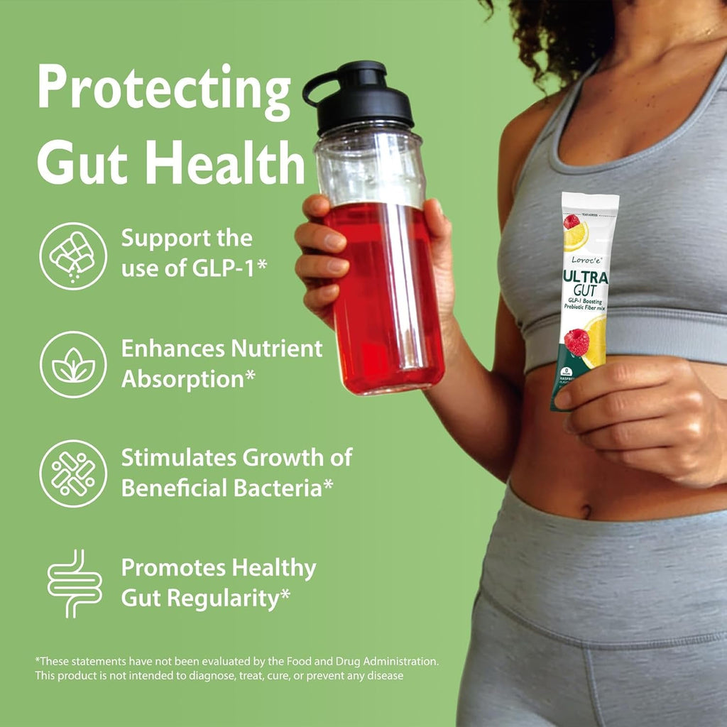 Ultragut GLP-1 Booster Fiber Mix Drink, Cortisol Reducer & Sleep Aid, for Weight Loss & Gut Health - with Prebiotics, Magnesium Glycinate, L-Theanine, Ashwagandha, Vitamin D, No Sugar, 30 Servings