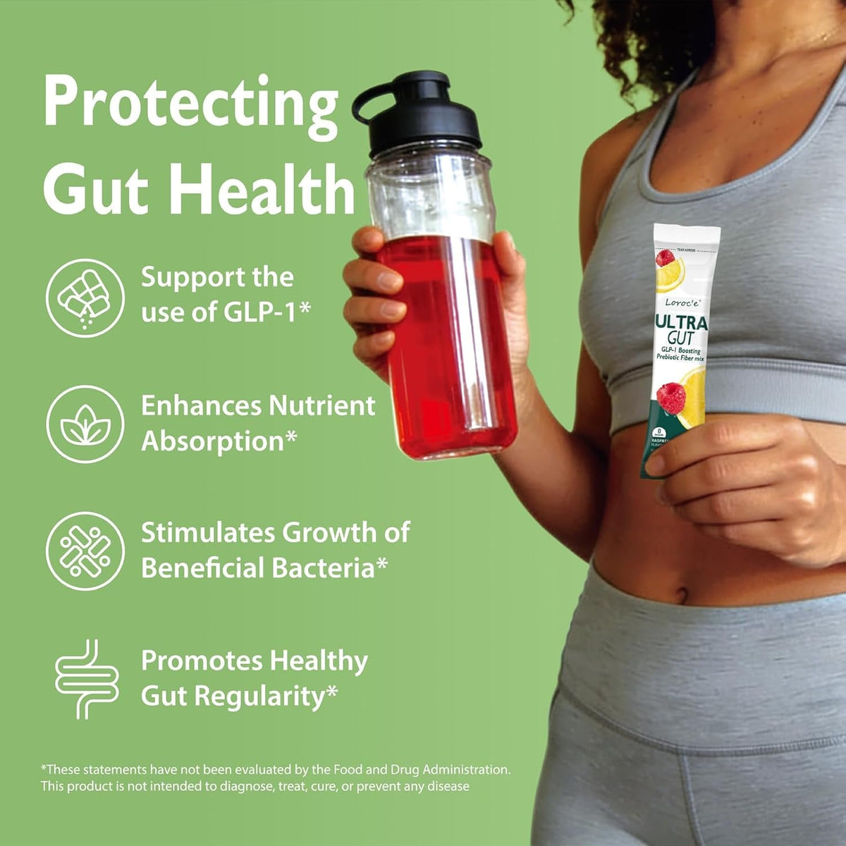 Ultragut GLP-1 Booster Fiber Mix Drink, Cortisol Reducer & Sleep Aid, for Weight Loss & Gut Health - with Prebiotics, Magnesium Glycinate, L-Theanine, Ashwagandha, Vitamin D, No Sugar, 30 Servings