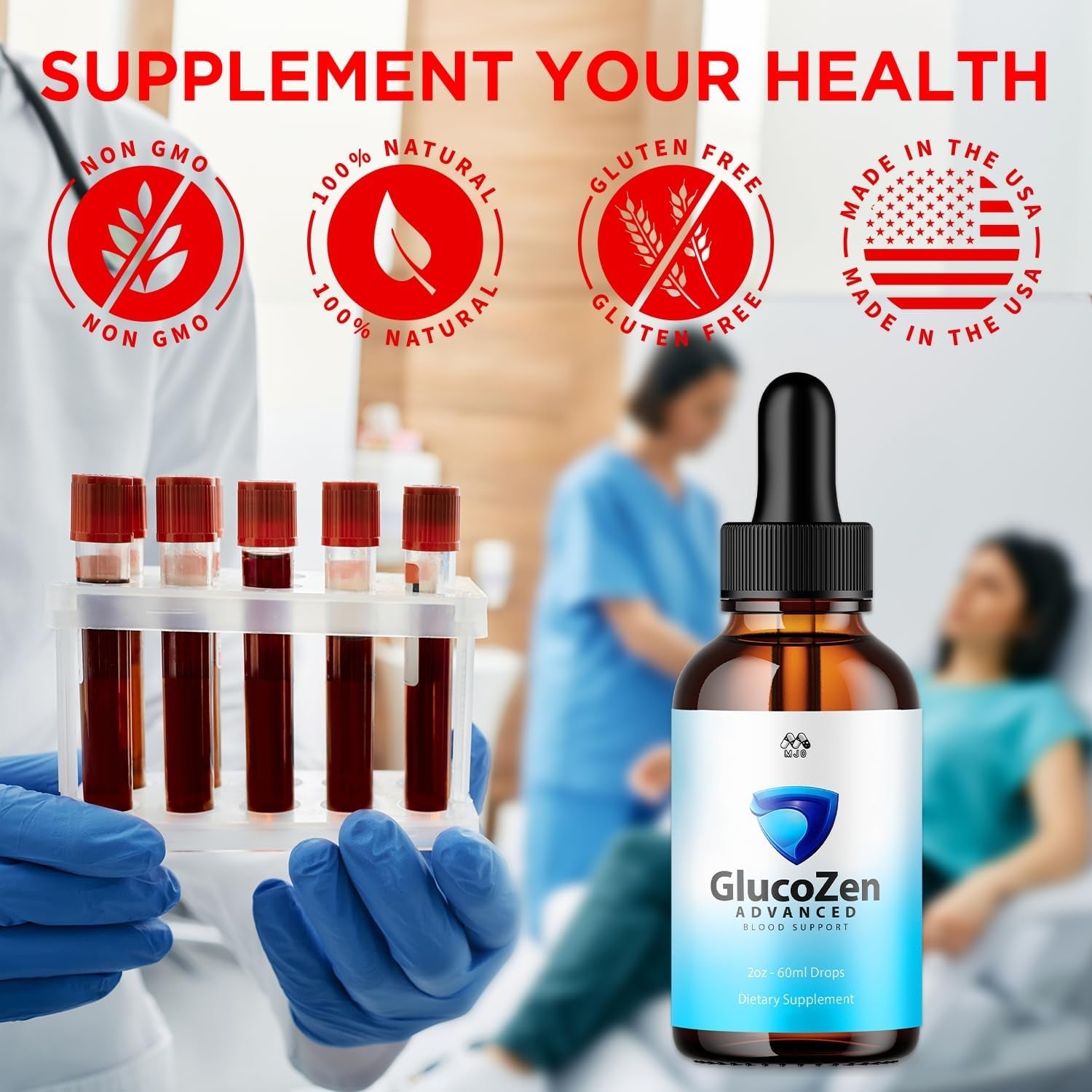 Glucozen Drops, Official Gluco Zen Blood Support with All Natural Ingredients, Advanced Glucozen Drops Health & Wellness Support Supplement Formula with Maximum Strength Multivitamins (30 Servings)