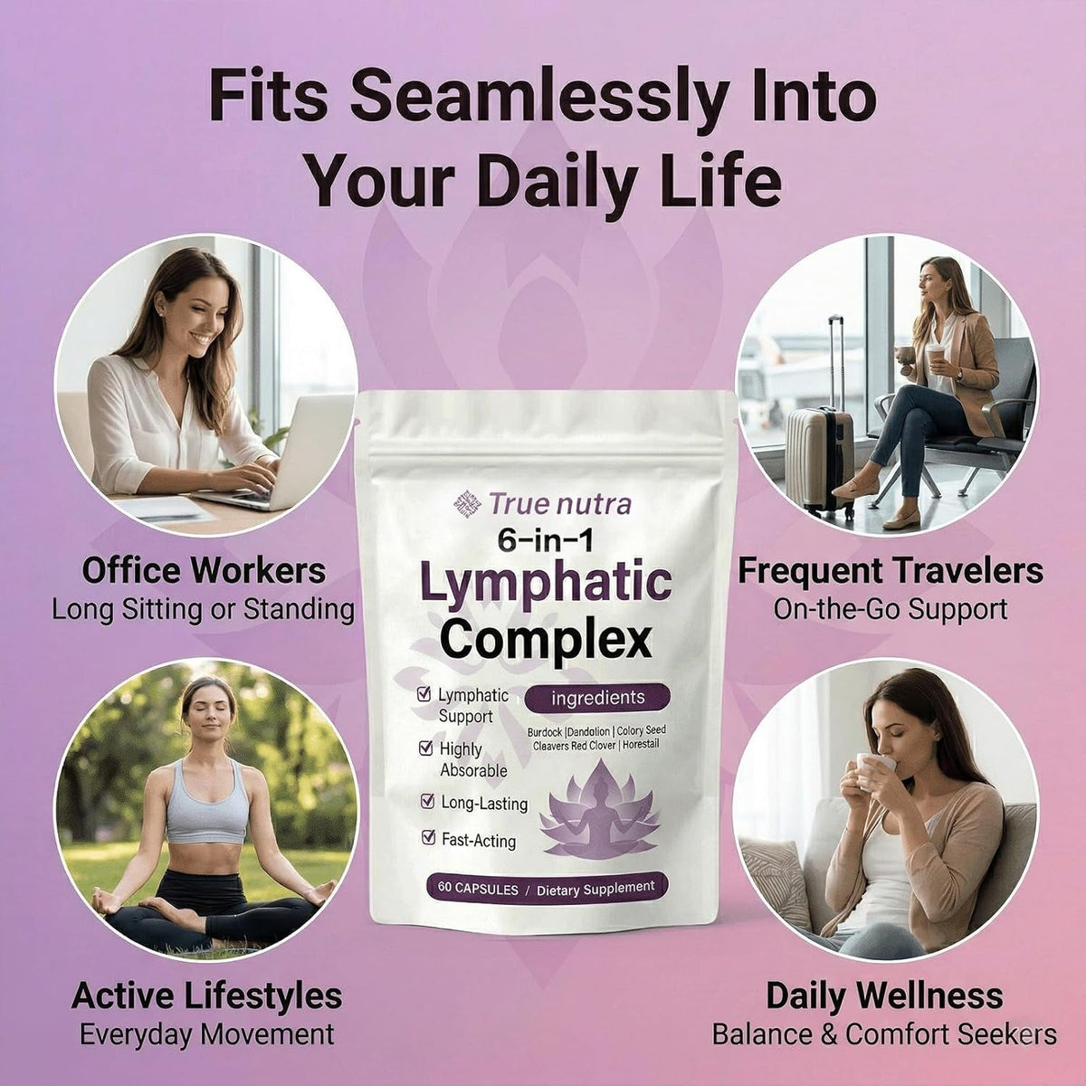 True Nutra Lymphatic Complex,True Nutra Lymphatic Complex 6 in 1,Vegan · Non-Gmo.60 Soft Capsules (1Pcs)