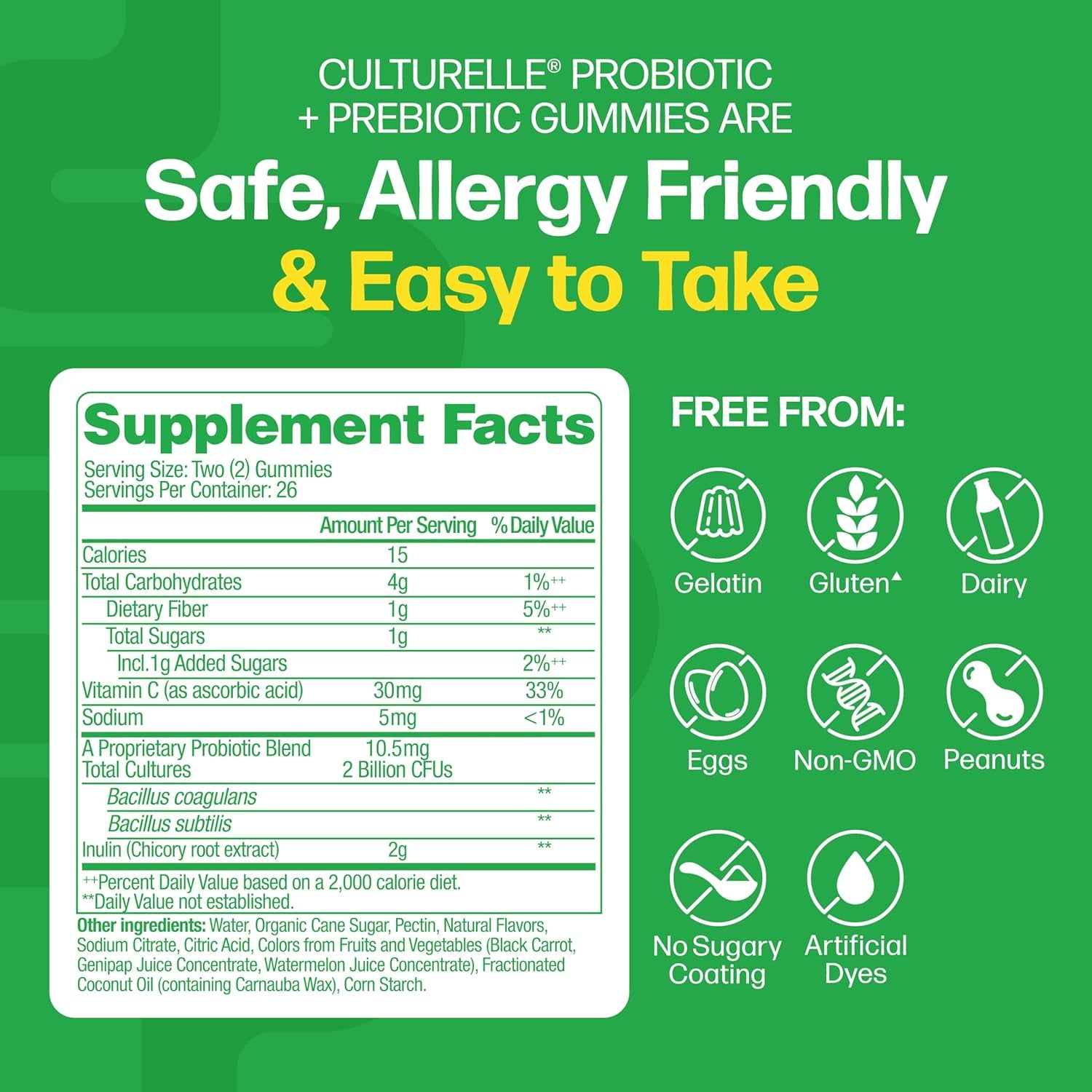 Culturelle Daily Probiotic Gummies for Women & Men, Berry Flavor, 52 Count, Naturally-Sourced Daily Probiotic + Prebiotic for Digestive Health, Non-Gmo & Vegan
