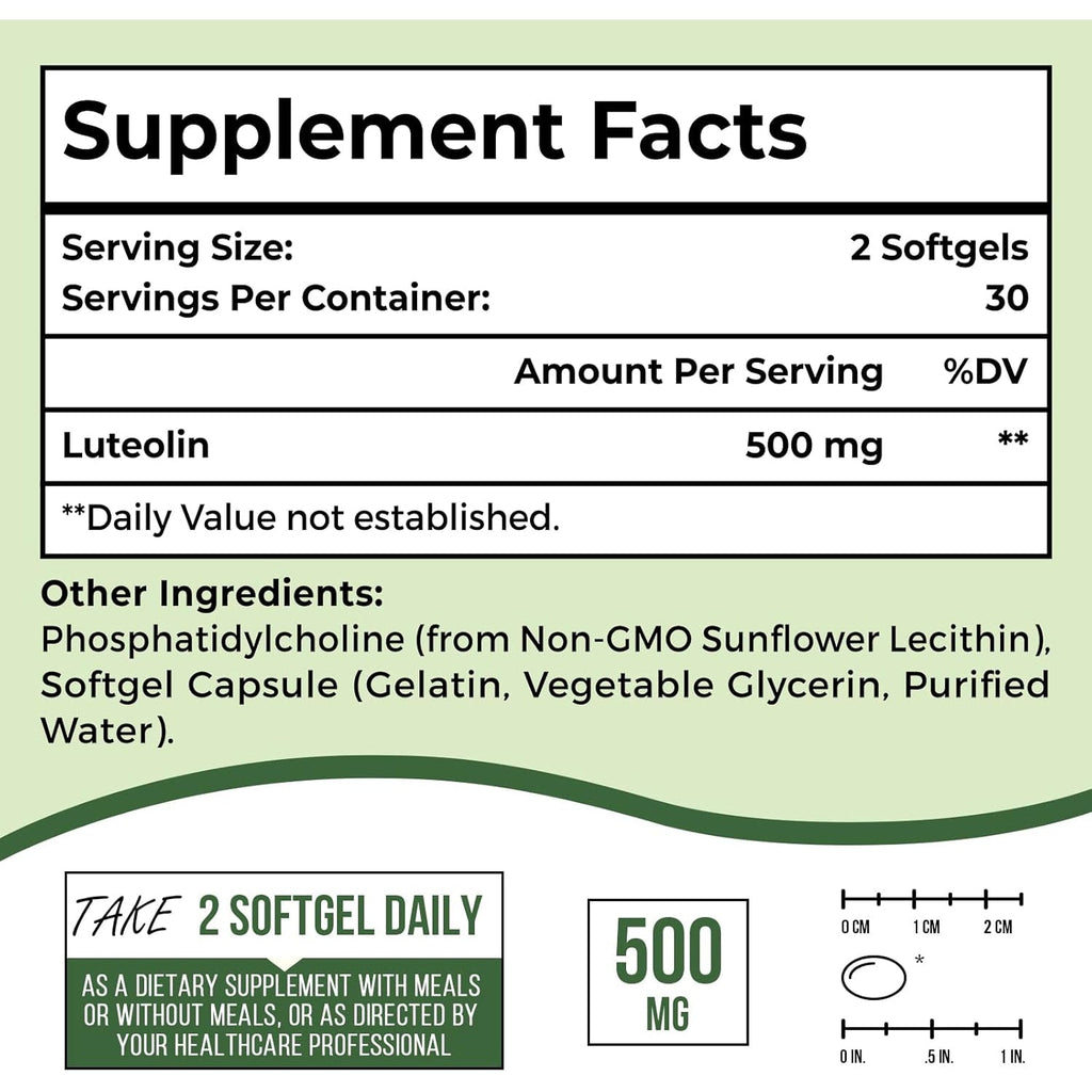 Ulmubra Liposomal Luteolin 500MG, Maximum Absorption, Potent Flavonoid, 60 Softgels, Luteolin Supplement, Non-Gmo, Gluten Free