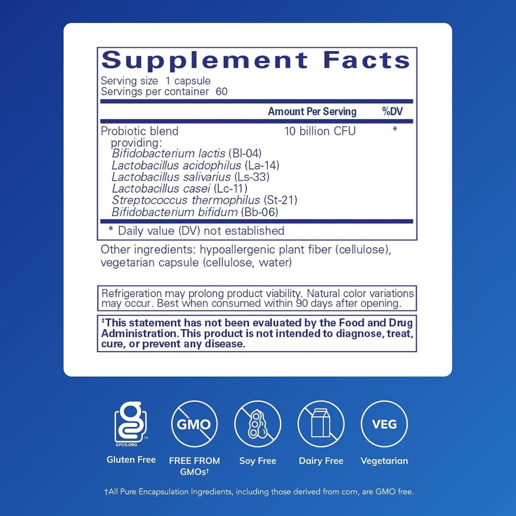Pure Encapsulations Probiotic G.I. - Shelf Stable Probiotic for Intestinal Health & Gastrointestinal Support - with Lactobacillus & Bifidobacterium - 60 Capsules