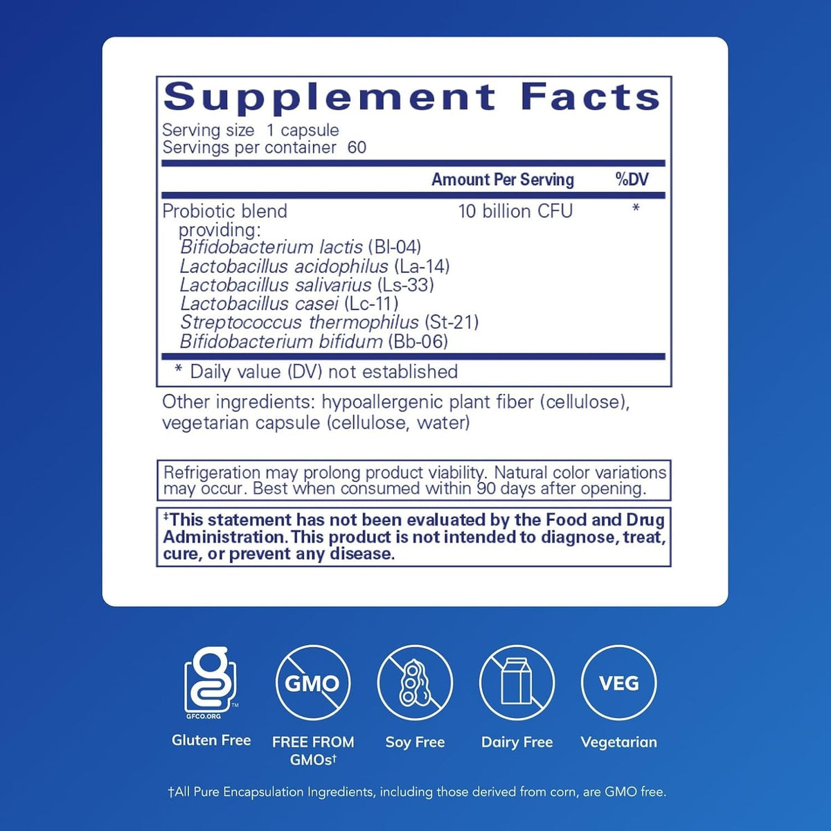 Pure Encapsulations Probiotic G.I. - Shelf Stable Probiotic for Intestinal Health & Gastrointestinal Support - with Lactobacillus & Bifidobacterium - 60 Capsules