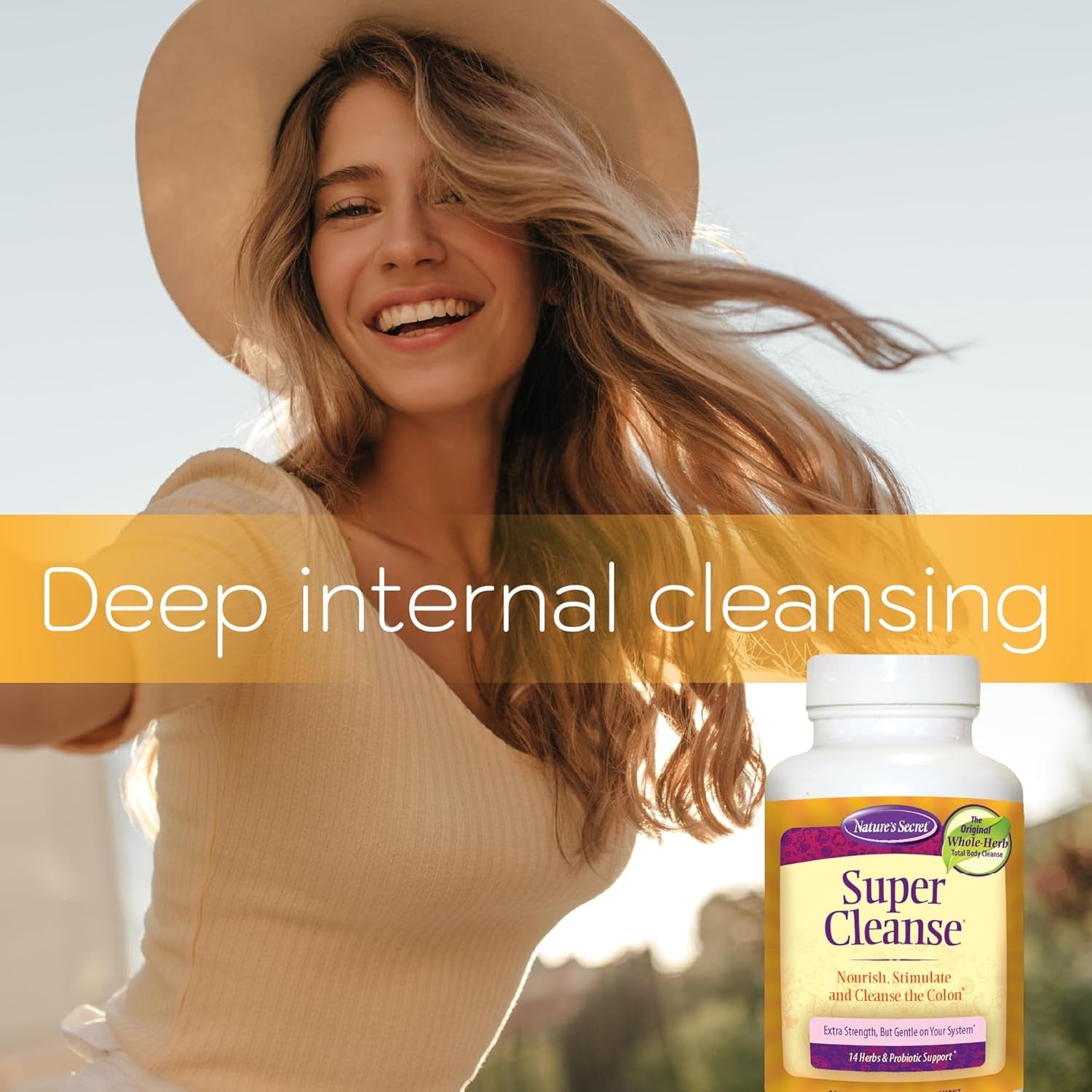 Nature’S Secret Super Cleanse - Extra Strength Colon Cleanse with 14 Herbs & Probiotic Support - Promotes Gut Health Detox Cleanse & Digestive Support Gentle Elimination Formula - 100 Tablets (1 Pack)