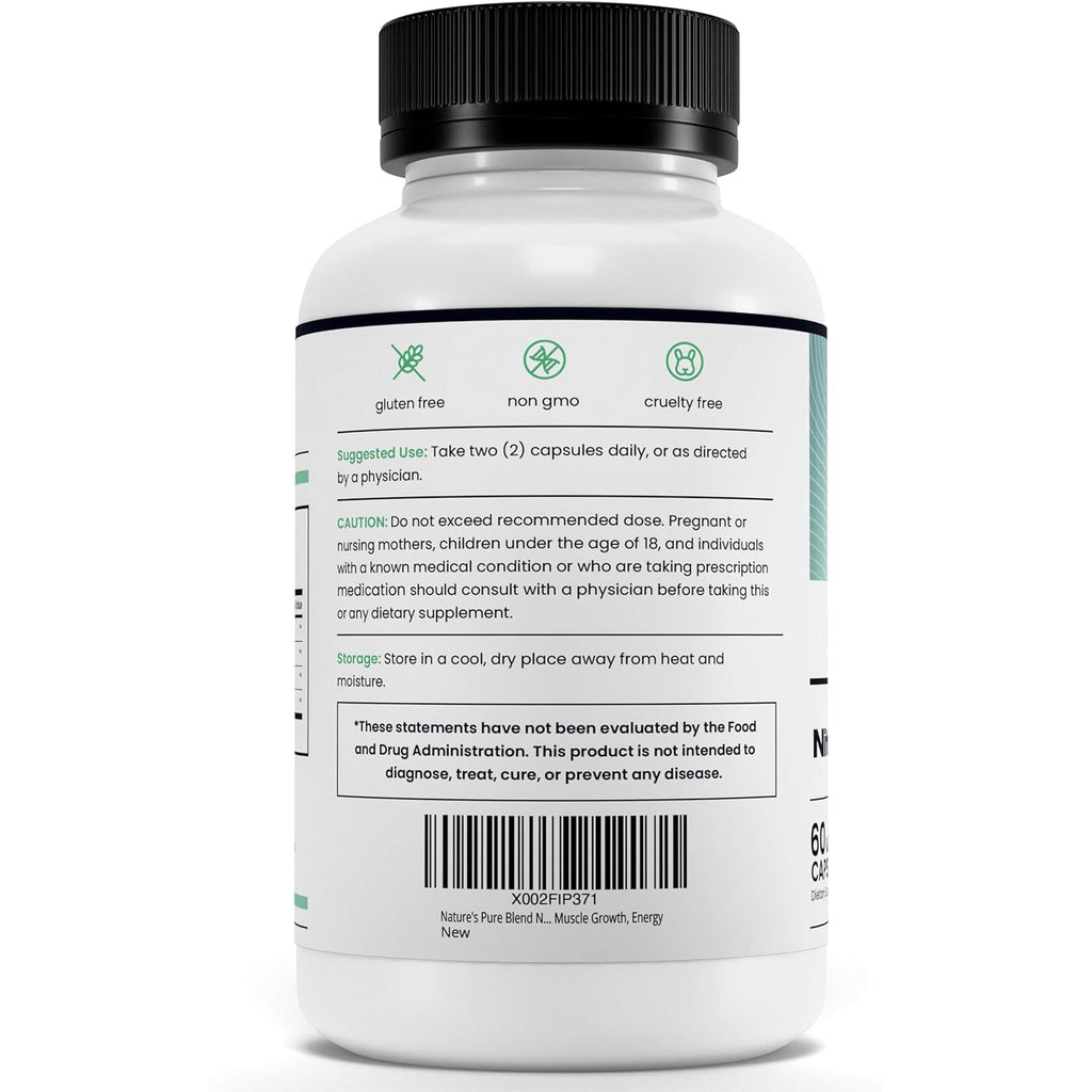 Nature'S Pure Blend Nitric Oxide Supplements for Men – L-Arginine L-Citrulline – Heart Support & Flow Circulation Booster – 1500MG L Arginine and L Citrulline, Preworkout, Bodybuilding