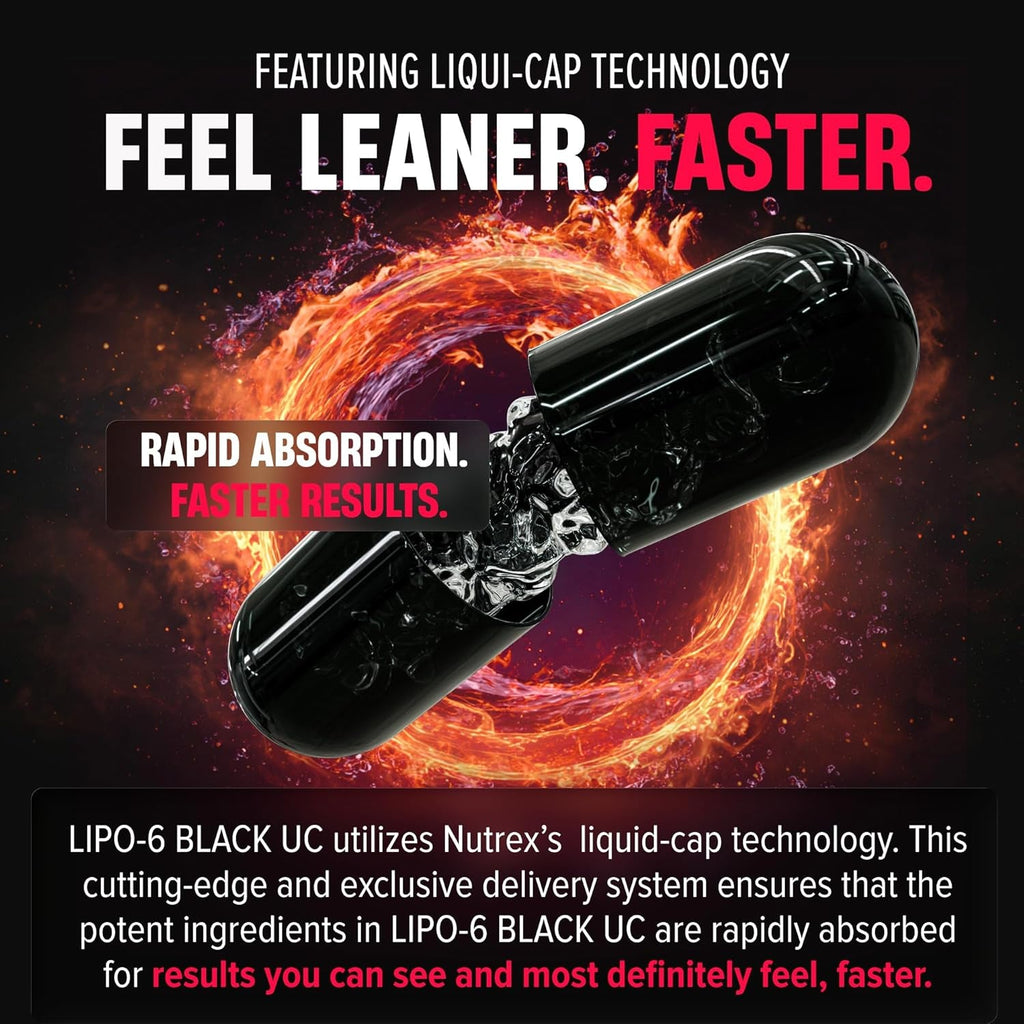 Nutrex Research Lipo-6 Black Ultra Concentrate | Thermogenic Energizing Fat Burner Supplement, Increase Weight Loss, Energy & Intense Focus |Capsule, 60Count