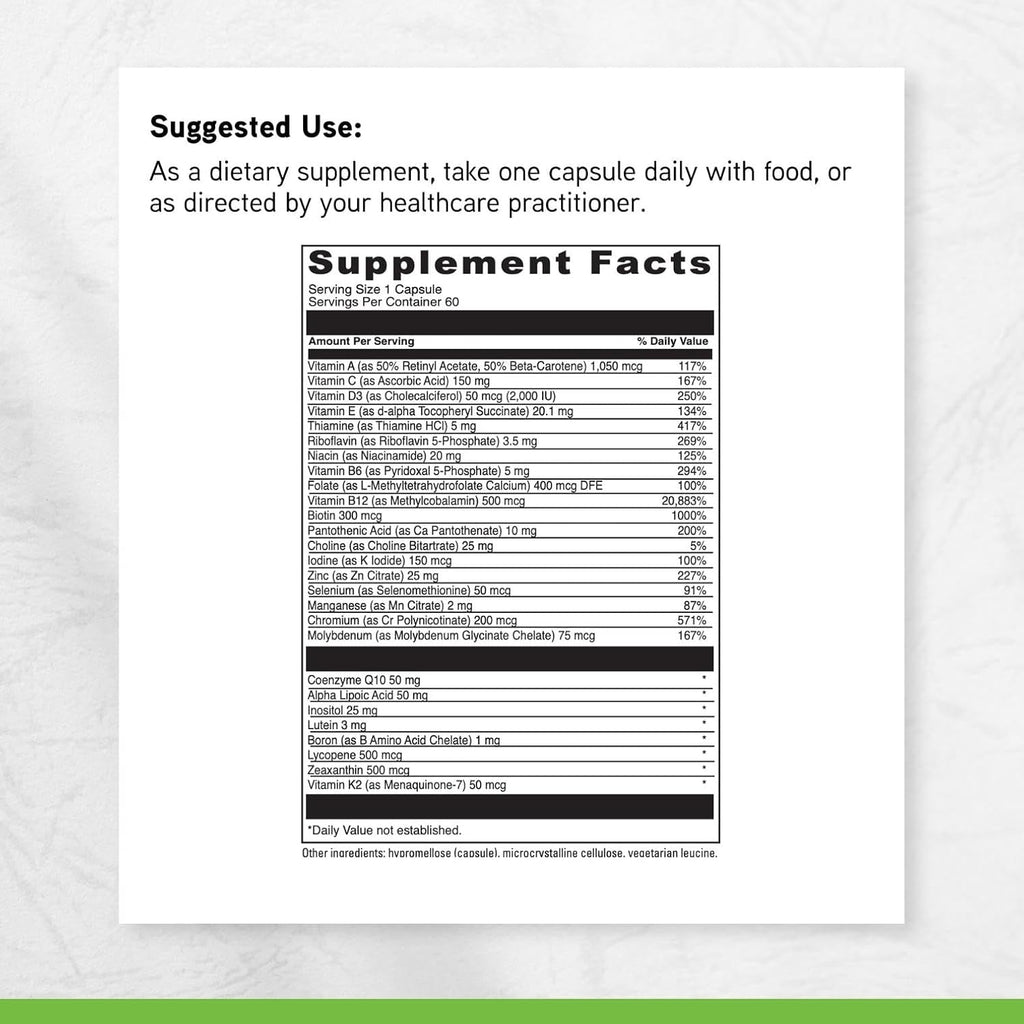 DAVINCI Labs Daily Best Ultra - Dietary Supplement to Support Cardiovascular Health, Fat Metabolism and Bone Health* - with B Vitamins, Minerals, Choline, Coq10, Boron, Lycopene - 60 Vegetarian Caps