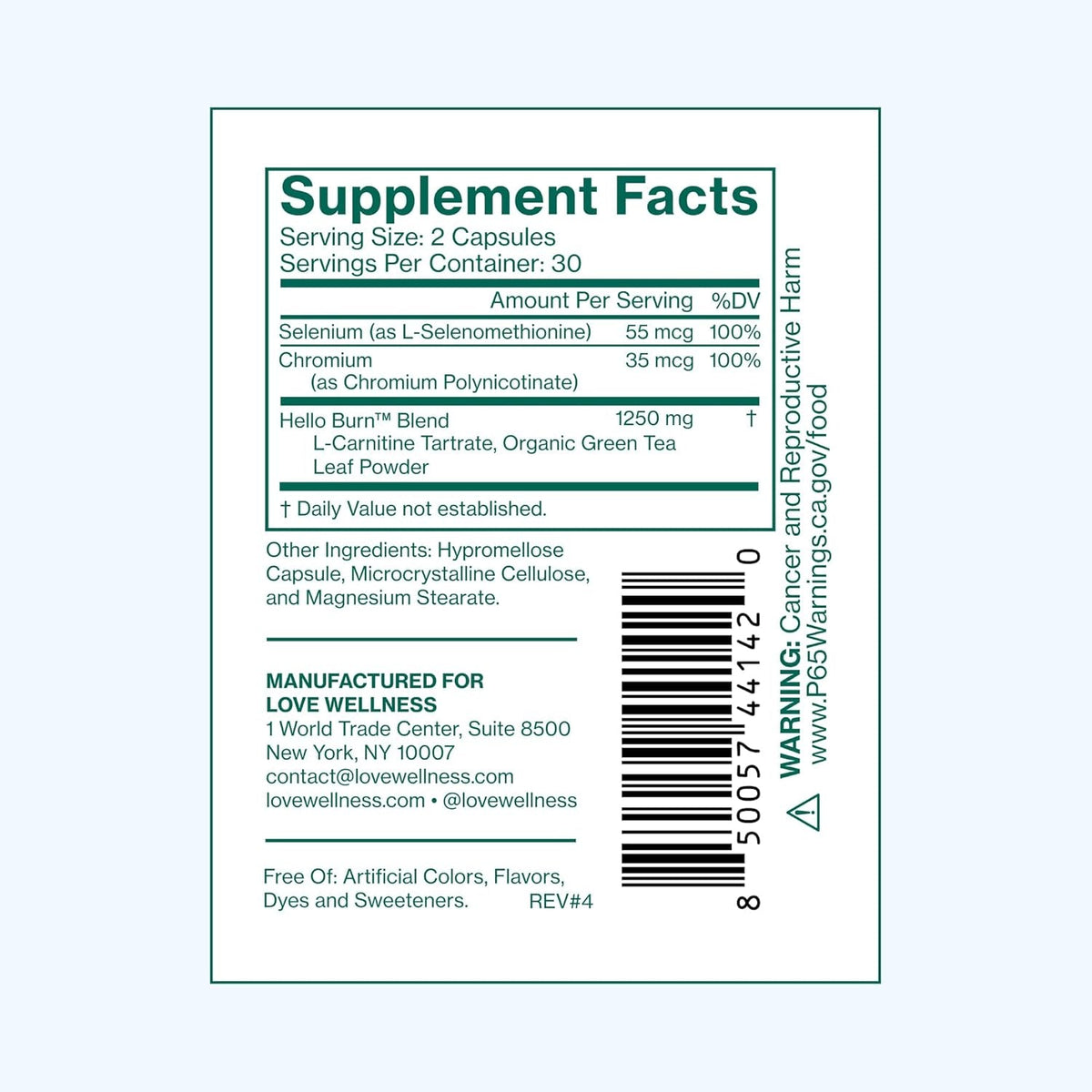 Love Wellness Hello Burn Balance | Metabolism Booster for Women | Supports Energy, Cravings Control & Thyroid Support with Selenium & Green Tea | Non-Gmo, Gluten-Free & Vegan | 60 CT