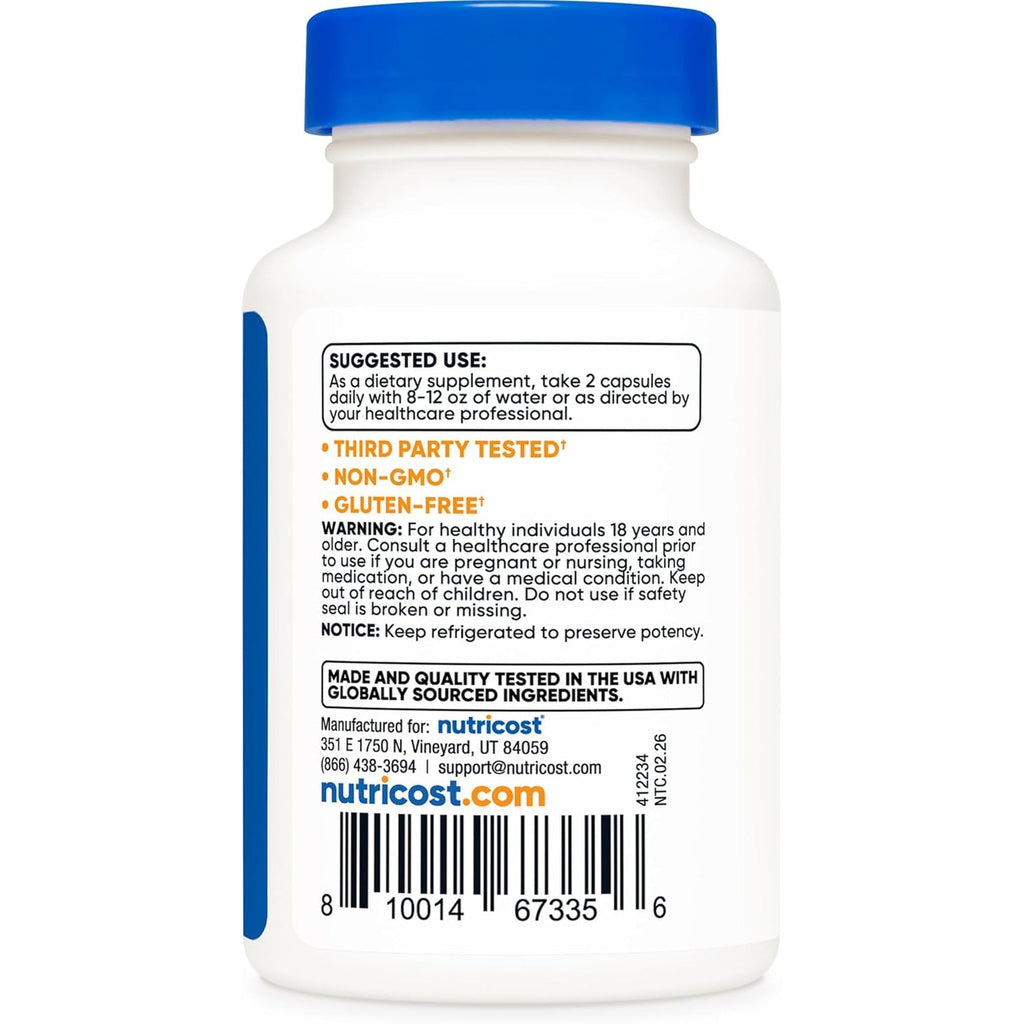 Nutricost NMN (Nicotinamide Mononucleotide) 500Mg, 60 Capsules - Vegetarian Friendly, 30 Servings, Gluten Free, GMO Free