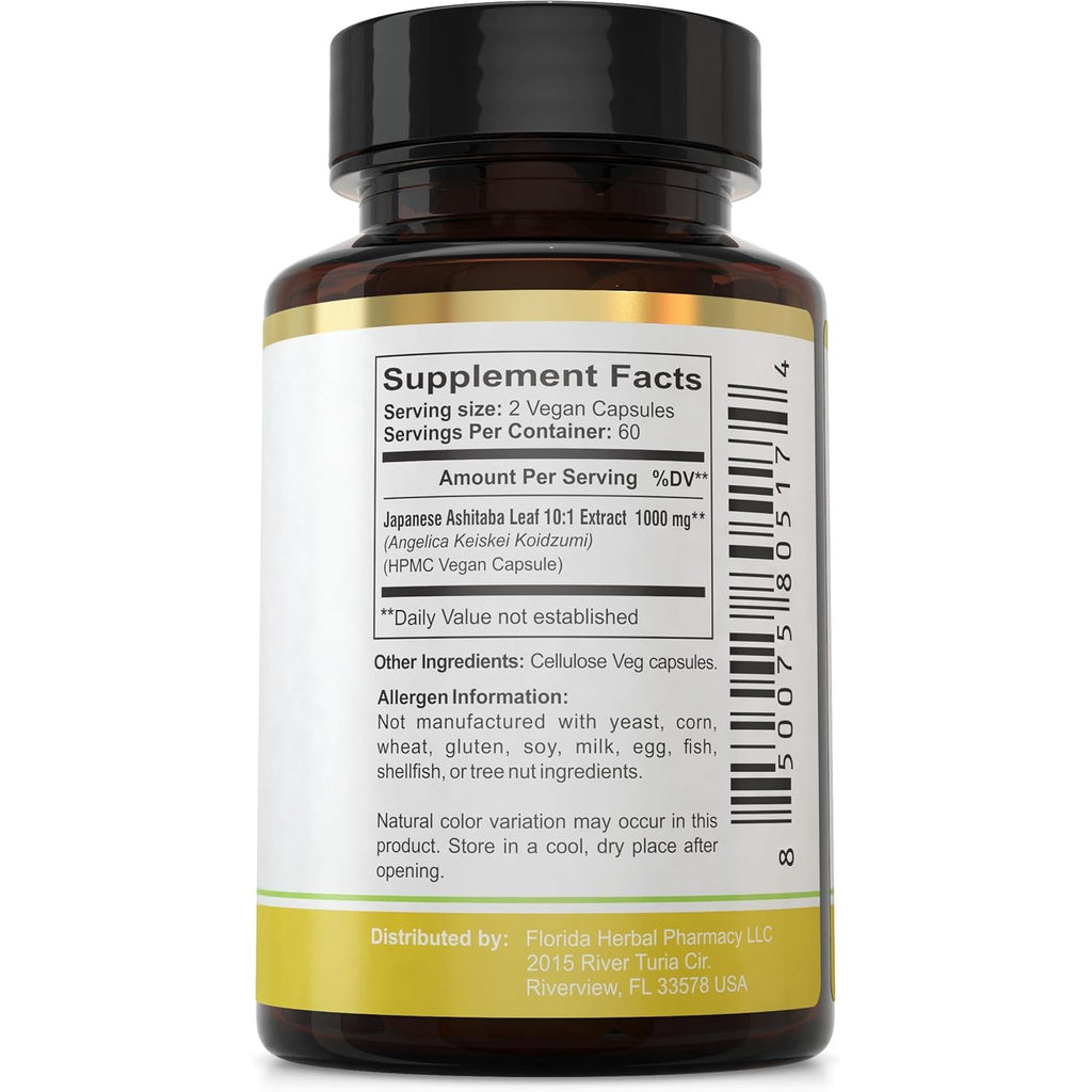 Florida Herbal Pharmacy, Japanese Ashitaba Leaf Extract Capsules 10:1 (120 Capsules) Two Months Supply
