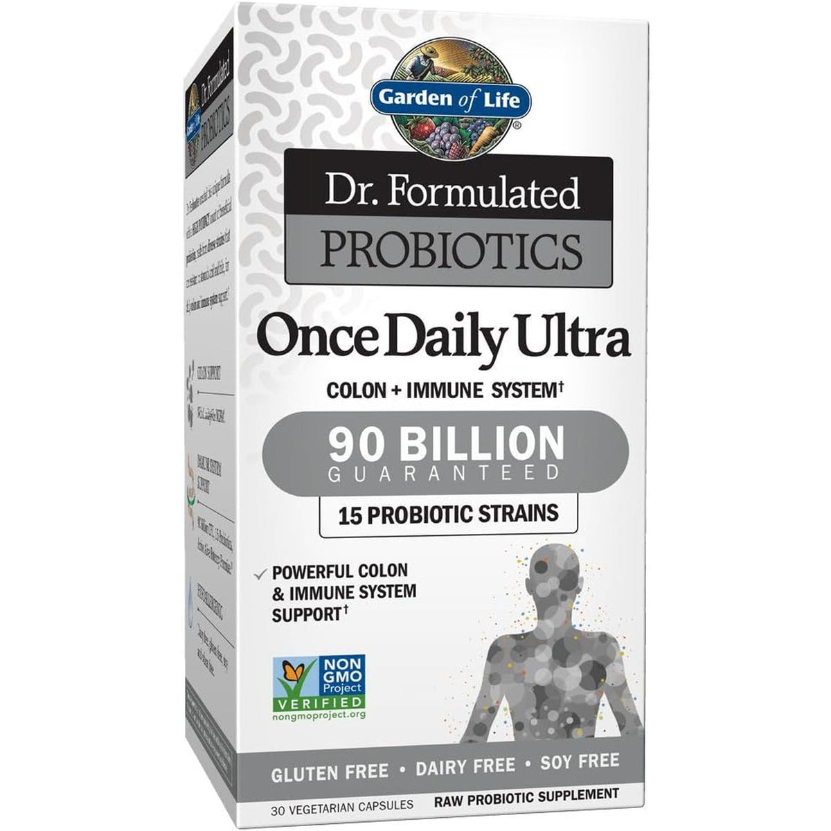 Garden of Life Dr. Formulated Probiotics Once Daily Ultra - 90 Billion CFU - Daily Probiotic for Colon & Immune Support - 30 Vegetarian Capsules