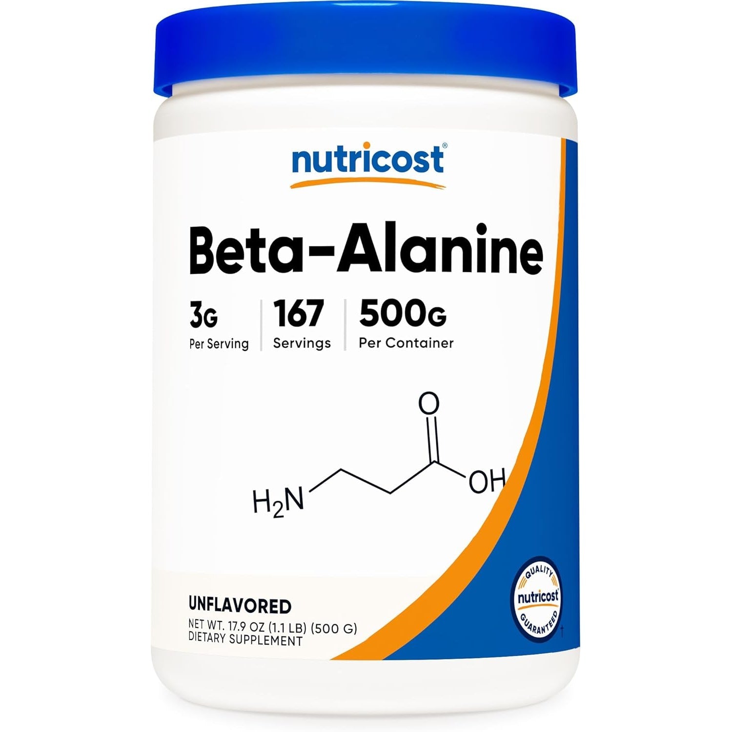 Nutricost Beta Alanine Powder 500 Grams (1.1Lbs) - Pure Beta Alanine, Gluten Free & Non-Gmo