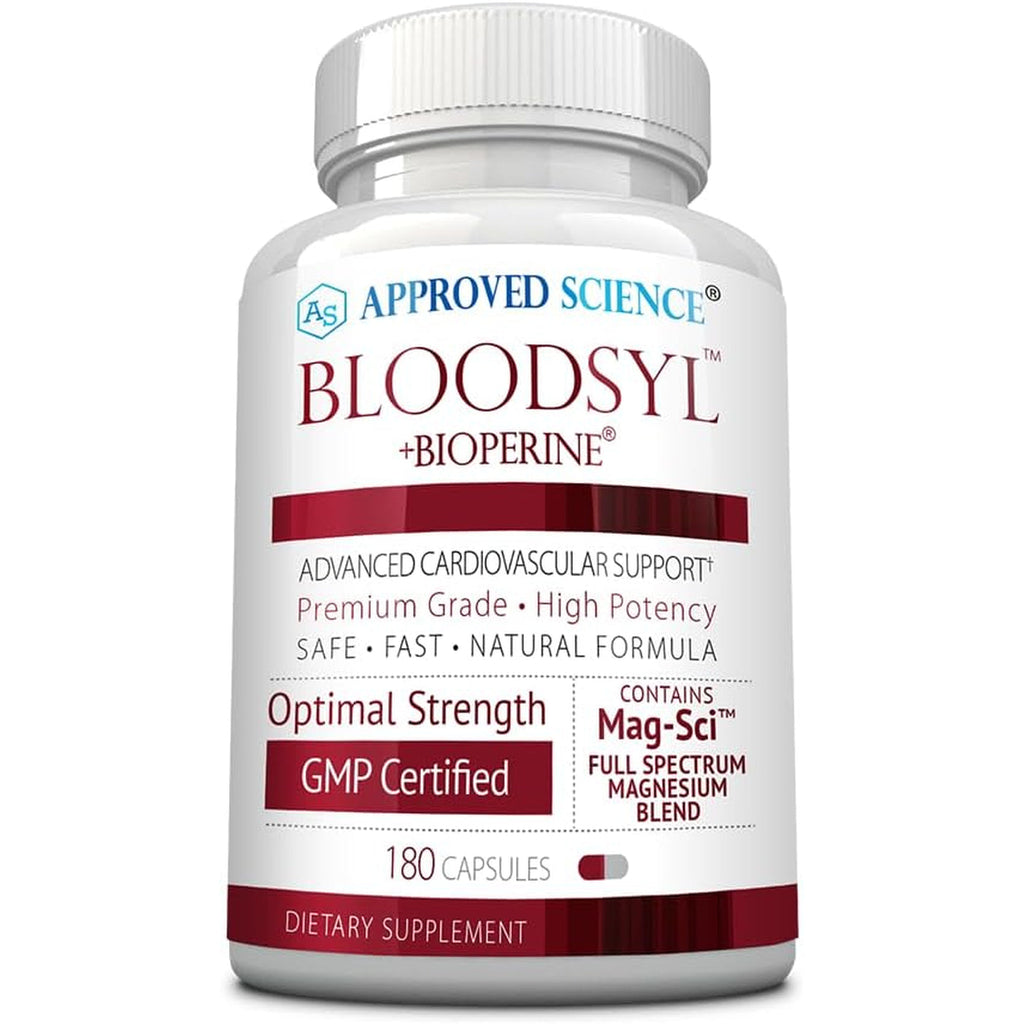 Approved Science Bloodsyl - Blood Pressure Support Supplement - Supports BP Levels Already within Normal Range - Hawthorn Berry, Garlic, Magnesium and Hibiscus Pills - Vegan - 180 Capsules, 3 Months
