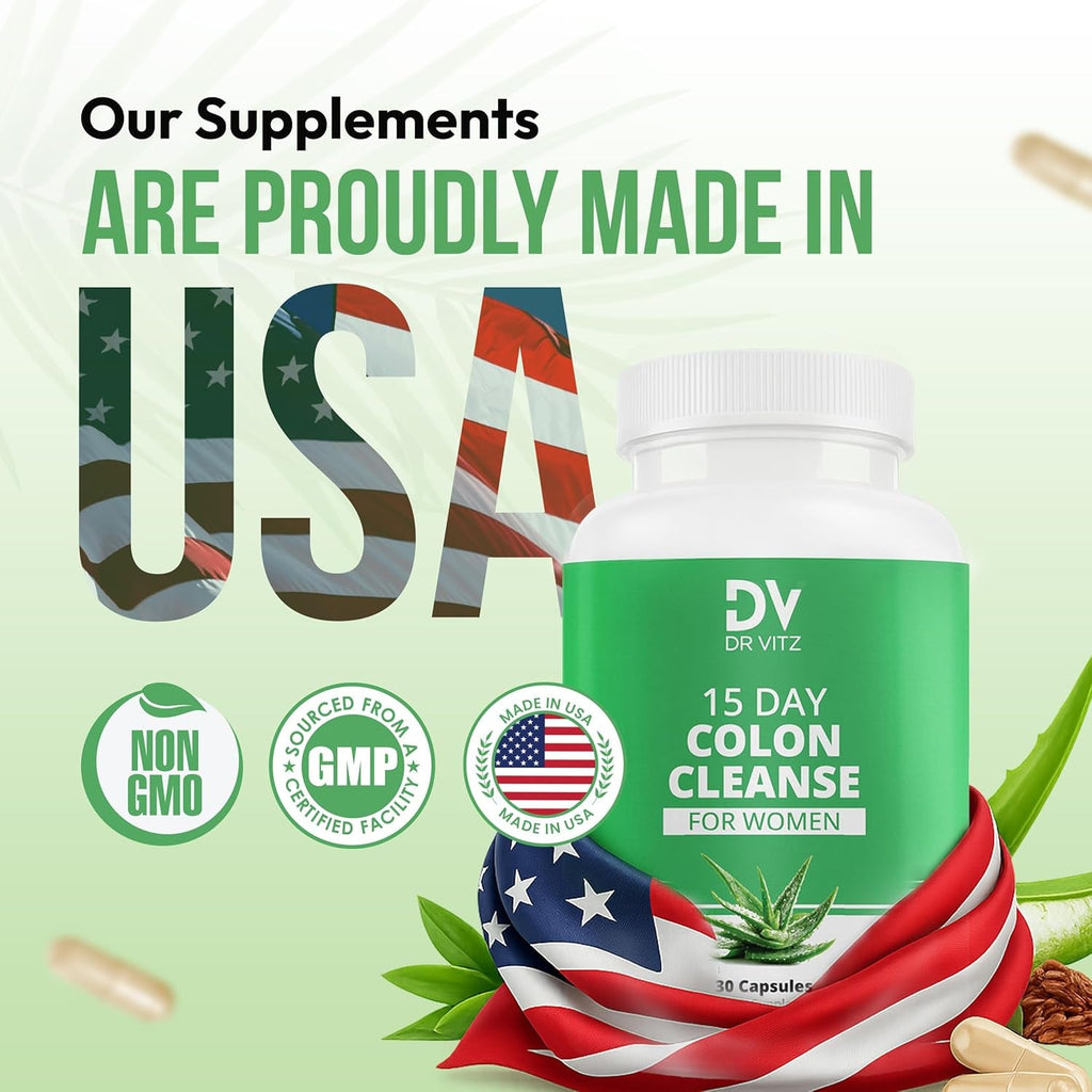 15 Day Colon Cleanse for Women – Natural Detox Pills with Herbs, Fiber & Probiotics – Bloating & Constipation Relief, Weight Loss & Gut Health Reset – 30 Capsules