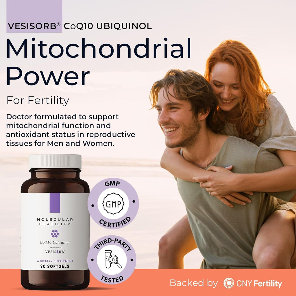 Coq10 Ubiquinol with Vesisorb - Coenzyme Q10 Kaneka QH Ubiquinol Form 100Mg Supplement for Women & Men - High Absorption, Reproductive Wellness & Fertility Support - 90 Softgels