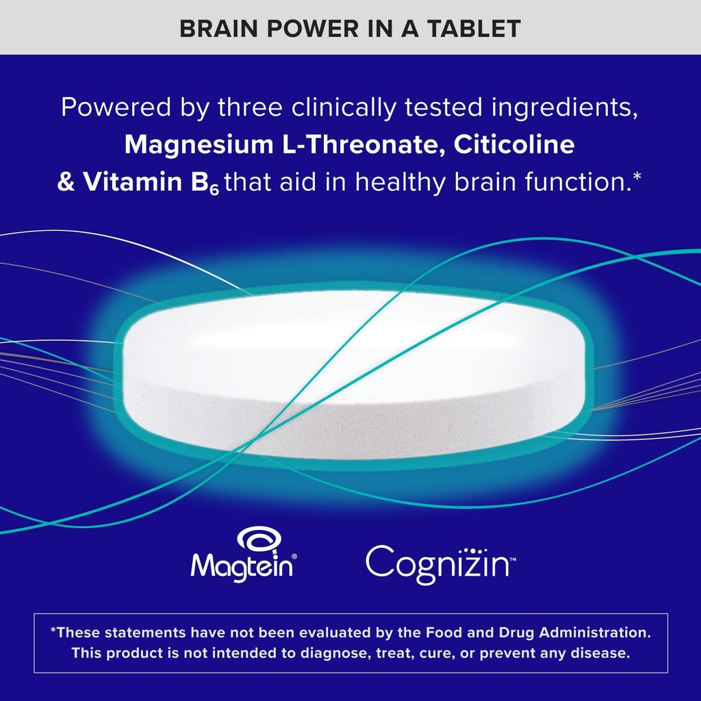 Qunol Brain Health Memory plus with B6, Magnesium L-Threonate & Citicoline, Clinically Tested Ingredients to Improve Memory, Focus, Attention and Productivity, 90 Count