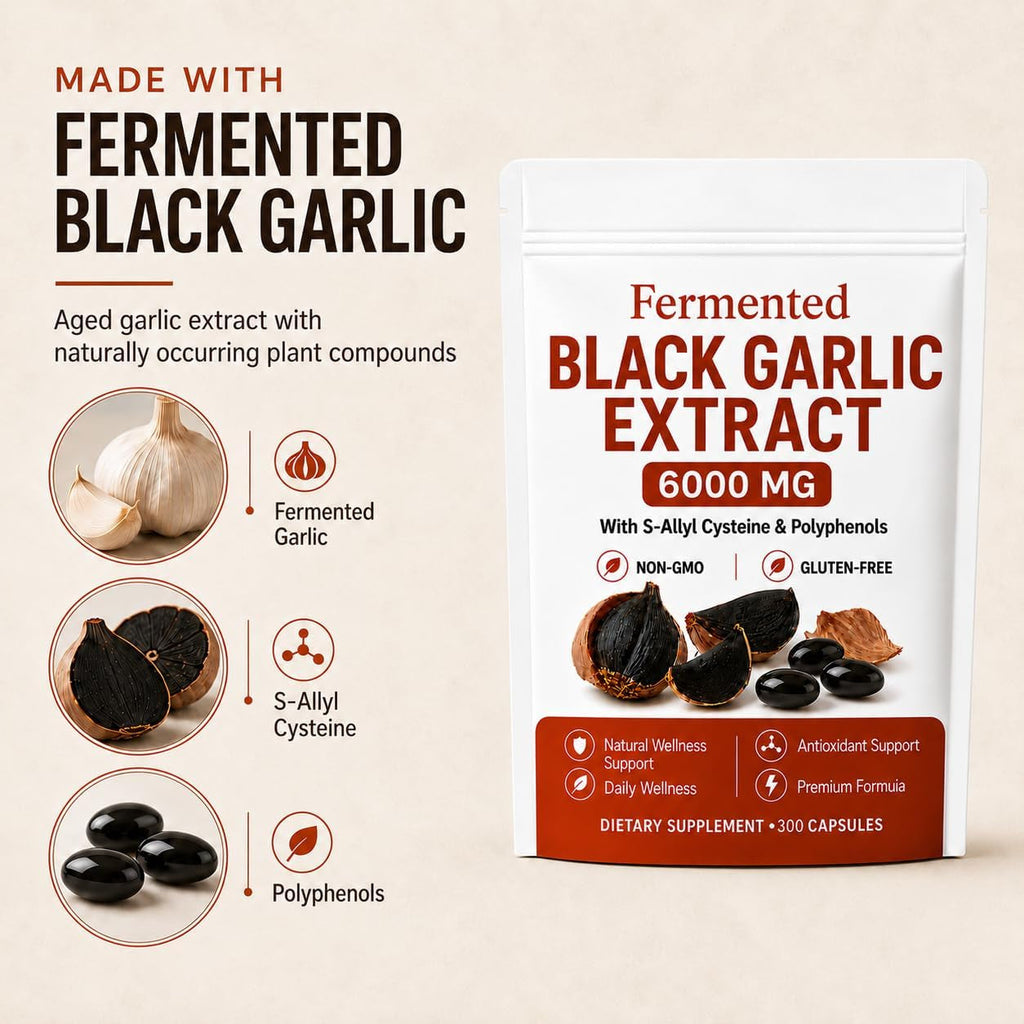 LANURAL Fermented Black Garlic Extract Capsules, 300 Softgels