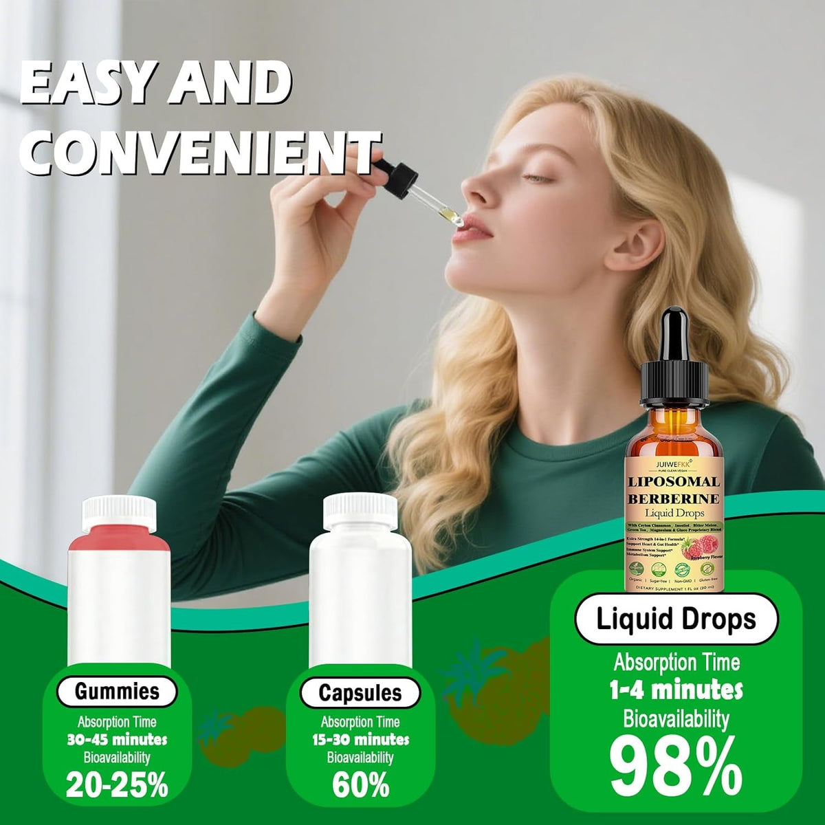 Liposomal Berberine Liquid Drops, 14-In-1 Berberine HCL with Ceylon Cinnamon Chromium Picolinate Magnesium Bitter Melon Milk Thistles | Organic Berberine Complex for Blood Sugar Liver Heart Metabolic