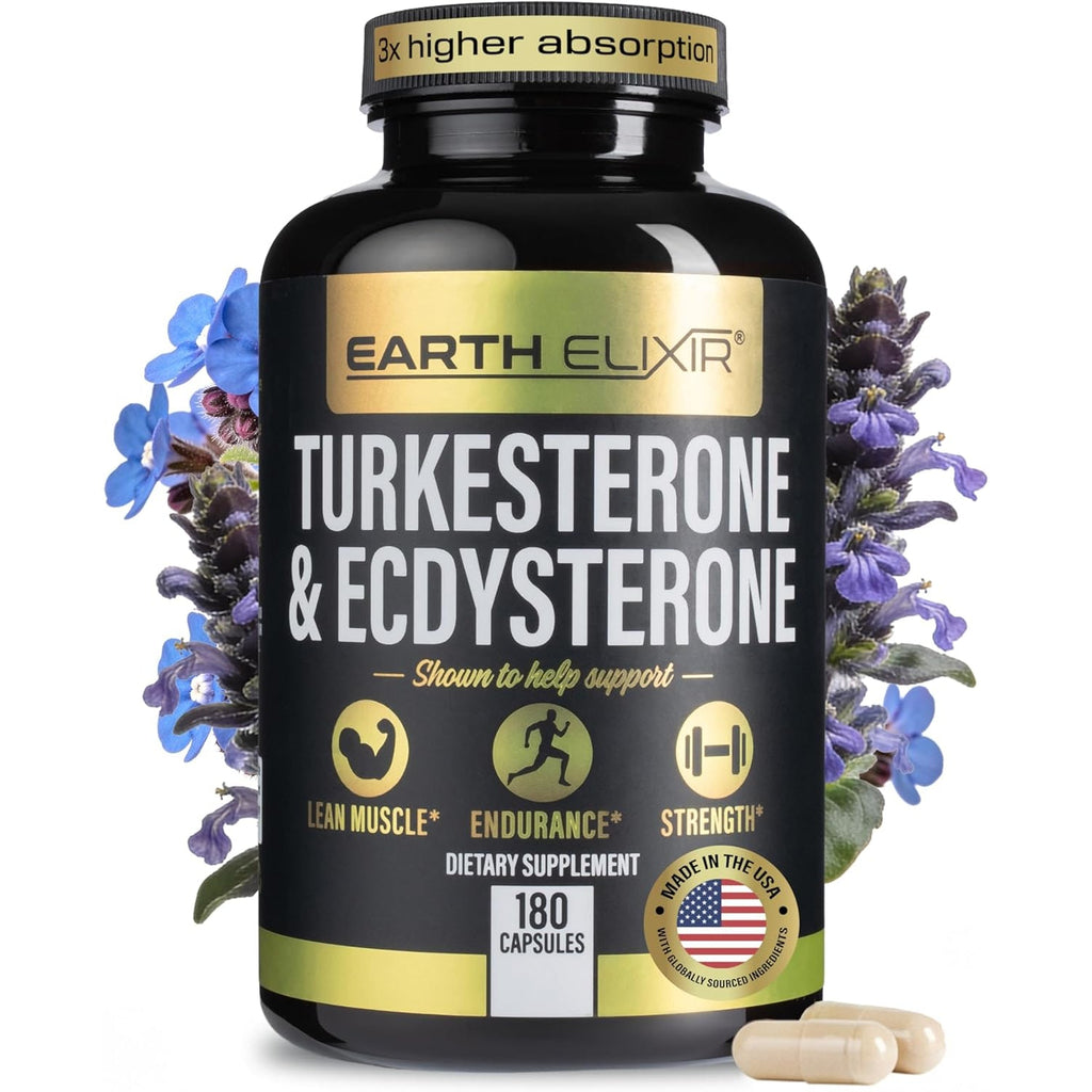 Turkesterone & Ecdysterone – Natural Testosterone Support, 2-In-1 High Potency Turkesterone Supplement for Men & Women with 95% Beta Ecdysterone - Made in USA & 3Rd Party Tested - 180 Capsules