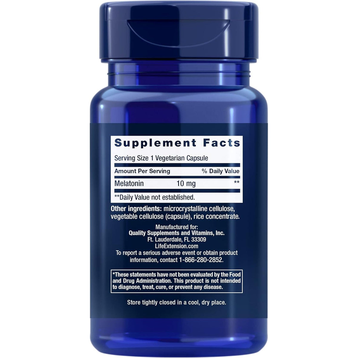 Life Extension Melatonin, 10 Mg, Healthy Dose, Our Highest Available Dosage, for Sleep Support, Healthy Immune Response, Oxidative Stress Defense, Vegetarian, 60 Capsules