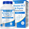 Betaine Hcl with Pepsin Digestive Enzymes Supplement, 120 Vegan Capsules, 790Mg Gluten-Free Formula for Digestive Support & Stomach Comfort, Plant-Based, Non-Gmo